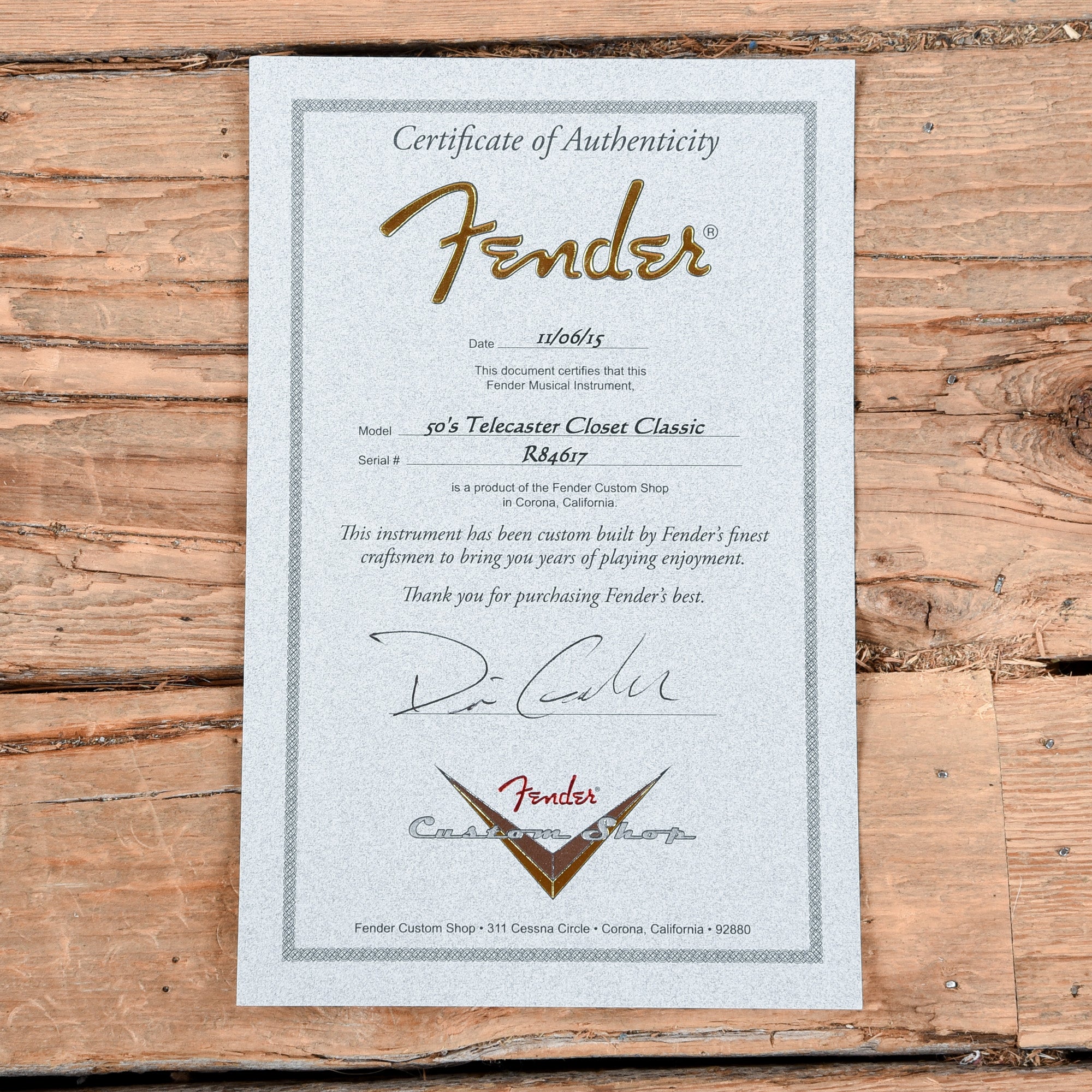 Fender Custom Shop Dennis Galuszka Masterbuilt 1950s Telecaster Closet Classic Butterscotch Blonde 2015