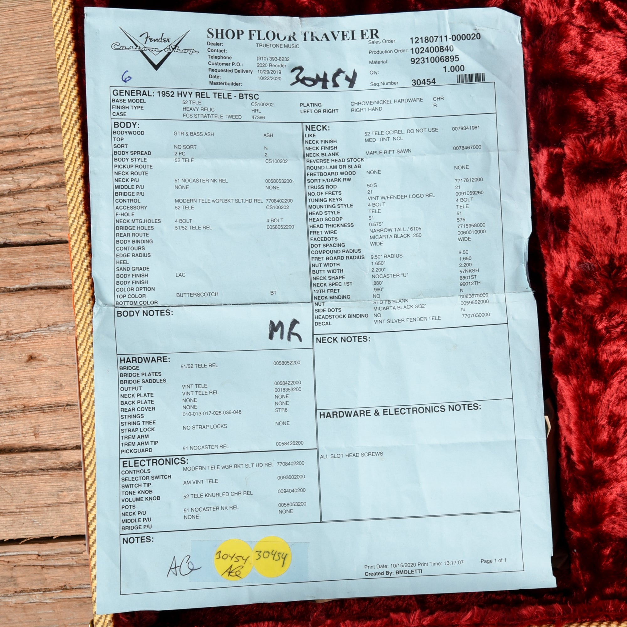 Fender Custom Shop 52 Telecaster Relic Butterscotch Blonde 2020