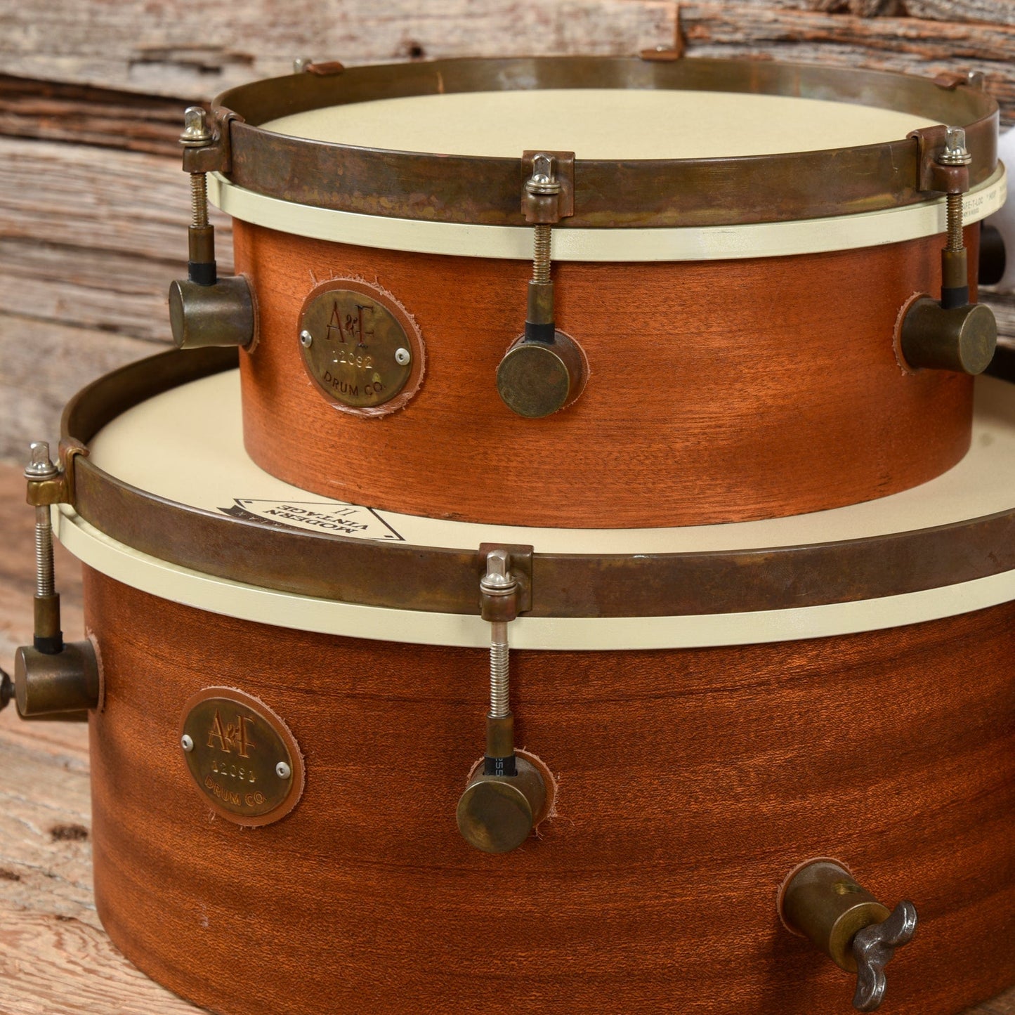 A&F Drum Co. Pancake Drum Kit 10/14/18 Concert Toms Mahogany USED Drums and Percussion / Acoustic Drums / Full Acoustic Kits