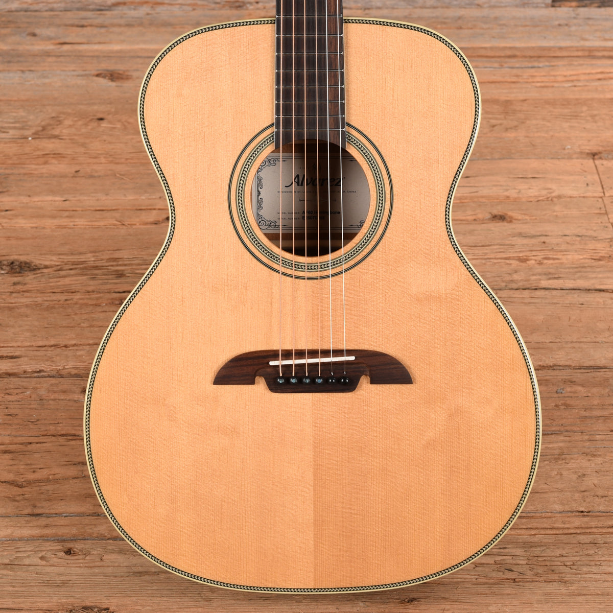 Alvarez AF60 Herringbone Folk/OM Acoustic Guitar Natural Acoustic Guitars