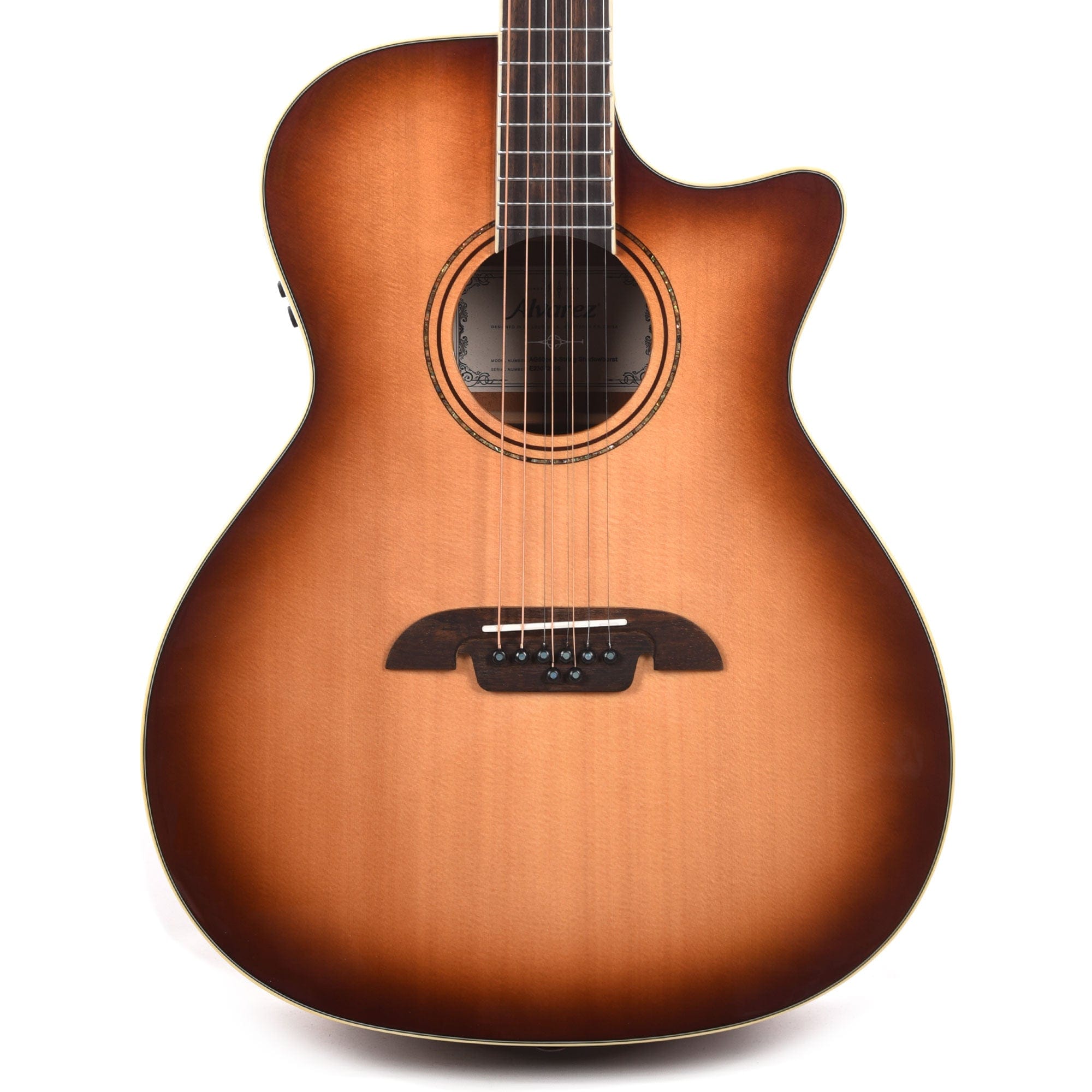 Alvarez AG60ce Artist 8-String Grand Auditorium Solid A+ Sitka Spruce/African Mahogany Shadowburst Acoustic Guitars / OM and Auditorium