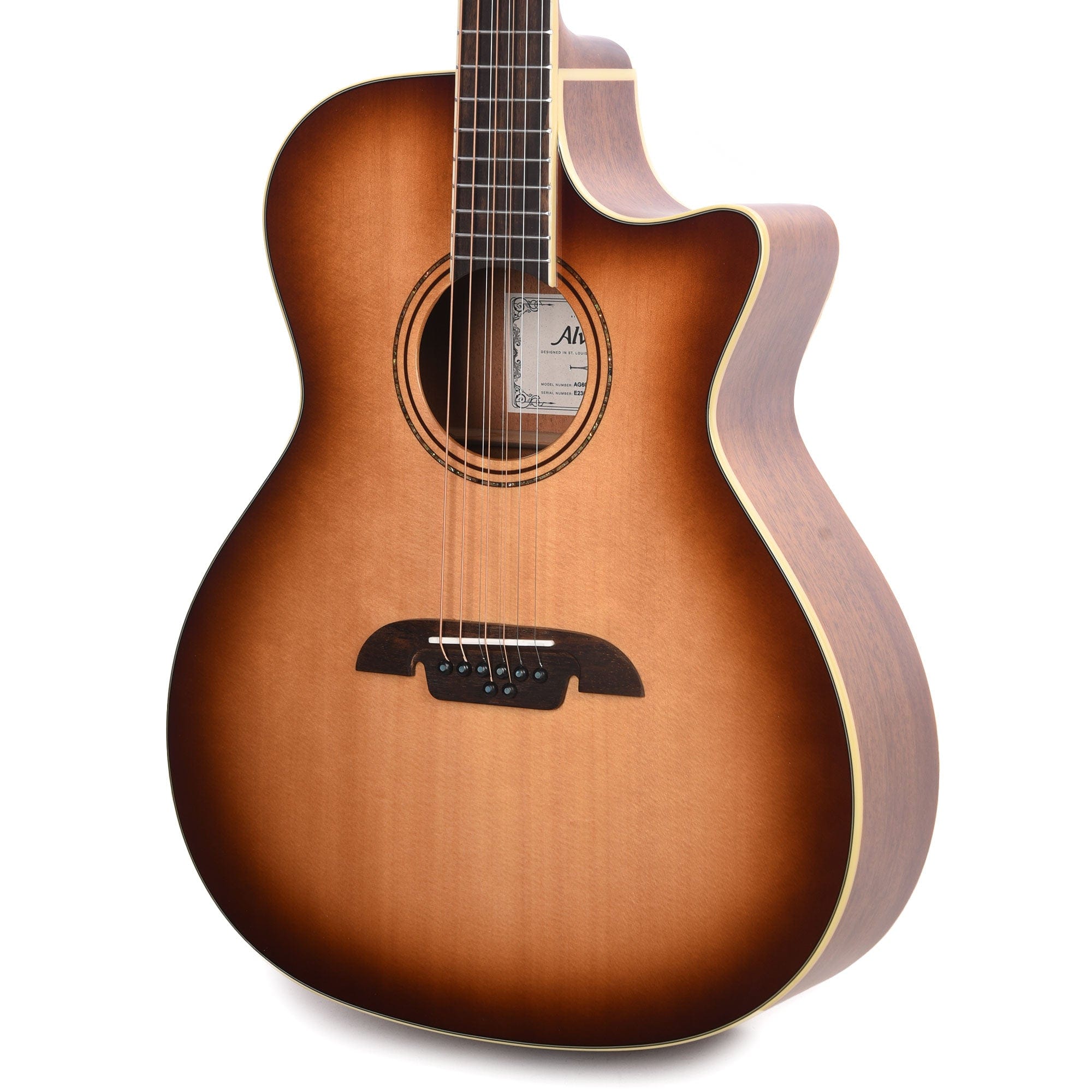 Alvarez AG60ce Artist 8-String Grand Auditorium Solid A+ Sitka Spruce/African Mahogany Shadowburst Acoustic Guitars / OM and Auditorium