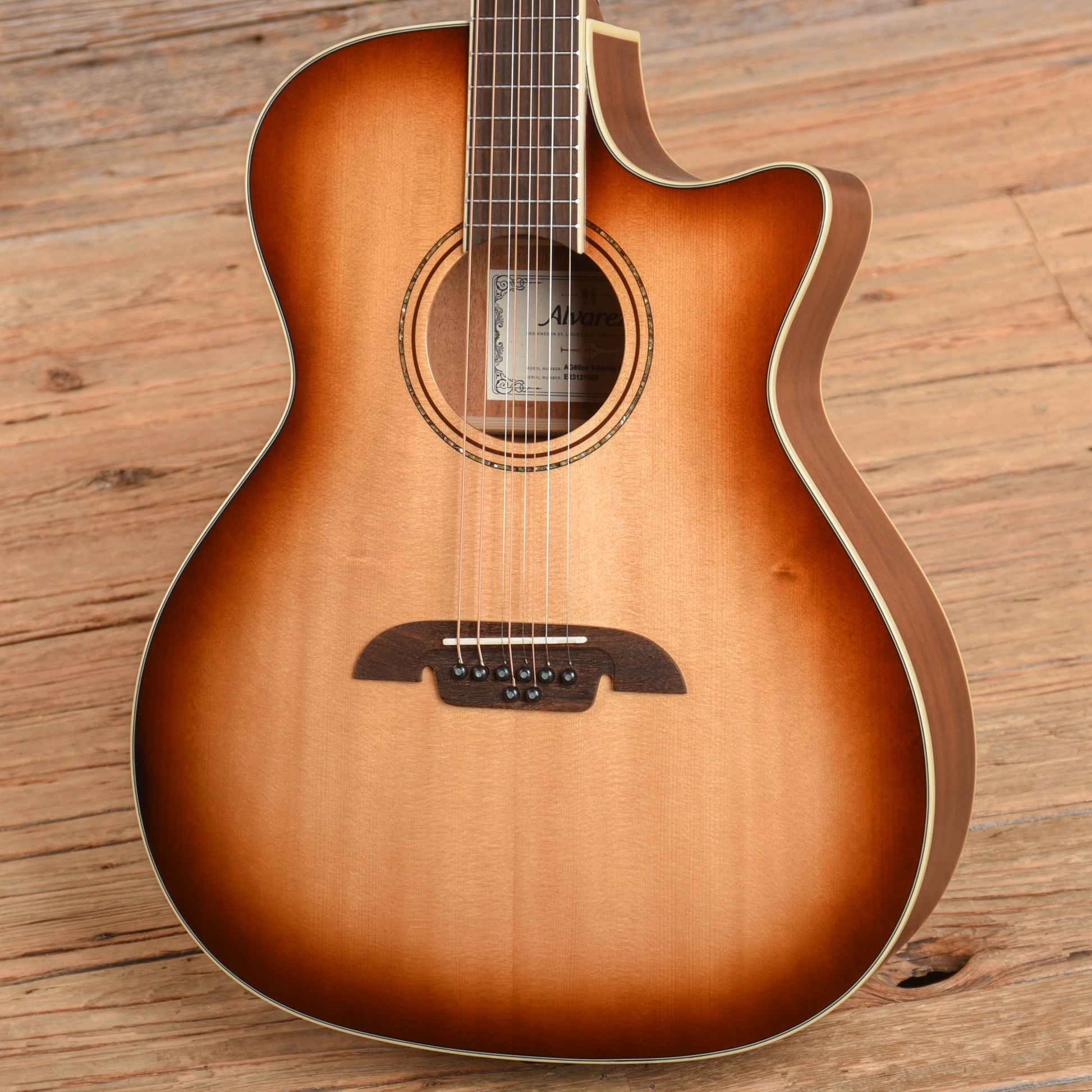 Alvarez AG60ce Artist 8-String Grand Auditorium Solid A+ Sitka Spruce/African Mahogany Shadowburst Acoustic Guitars / OM and Auditorium