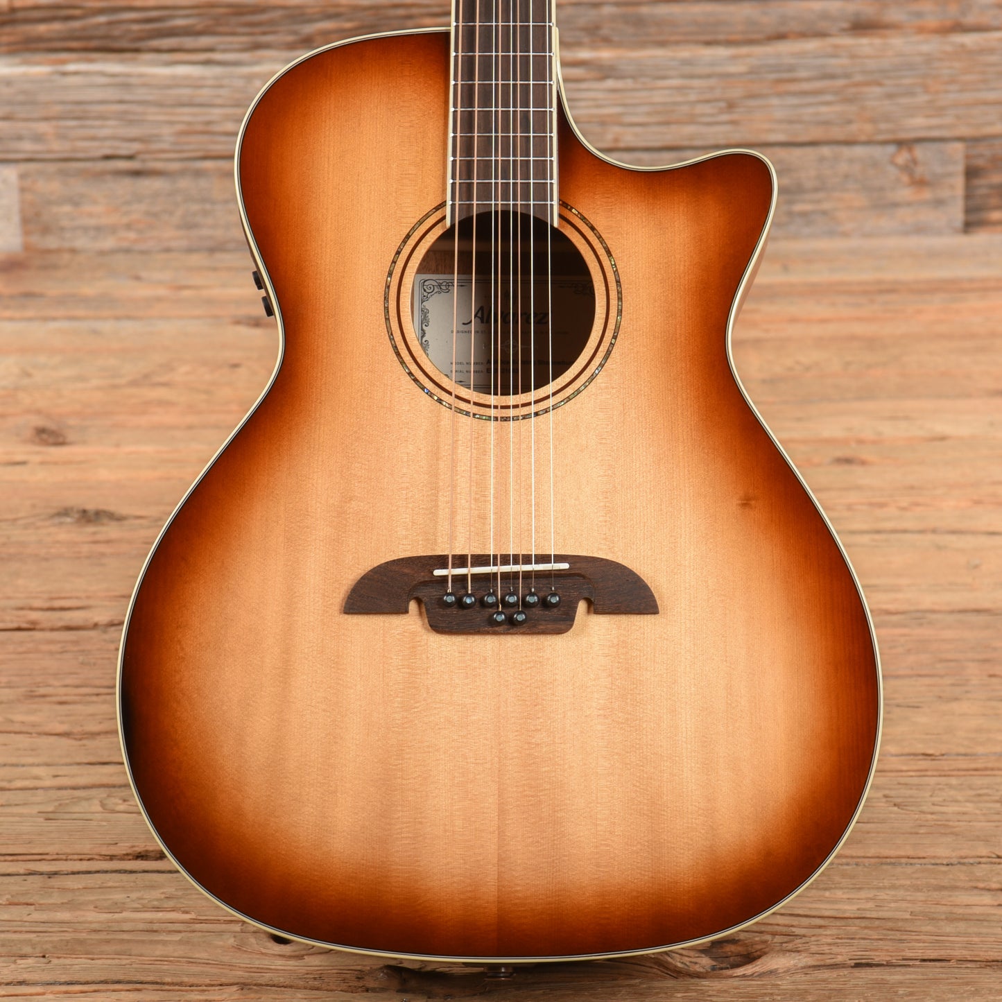 Alvarez AG60ce Artist 8-String Grand Auditorium Solid A+ Sitka Spruce/African Mahogany Shadowburst Acoustic Guitars / OM and Auditorium