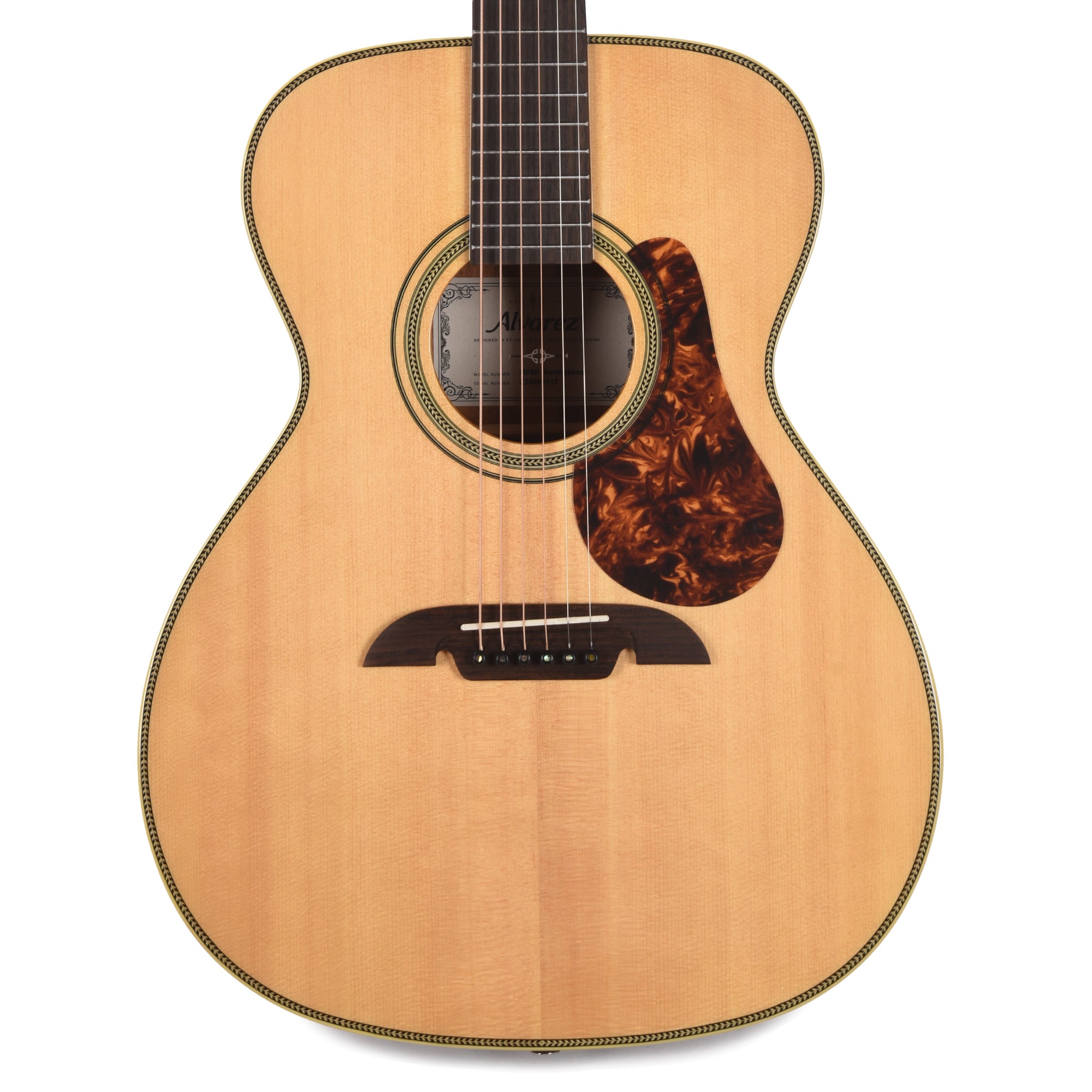 Alvarez MF60 Masterworks Folk/OM Solid AAA Sitka Spruce/Solid African Mahogany Natural w/Herringbone Acoustic Guitars / OM and Auditorium