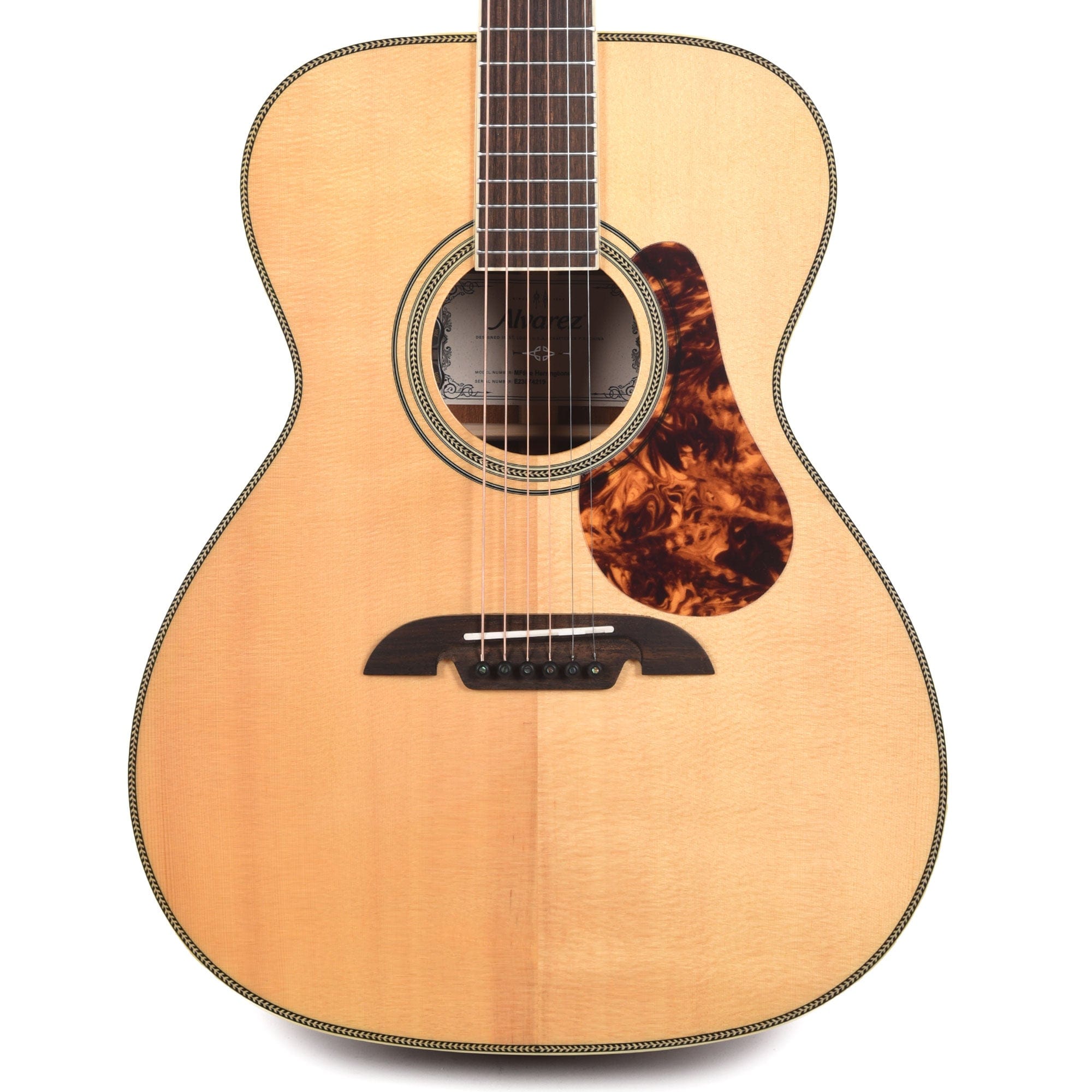 Alvarez MF60e Masterworks Folk/OM Solid AAA Sitka Spruce/Solid African Mahogany Natural w/Herringbone Acoustic Guitars / OM and Auditorium