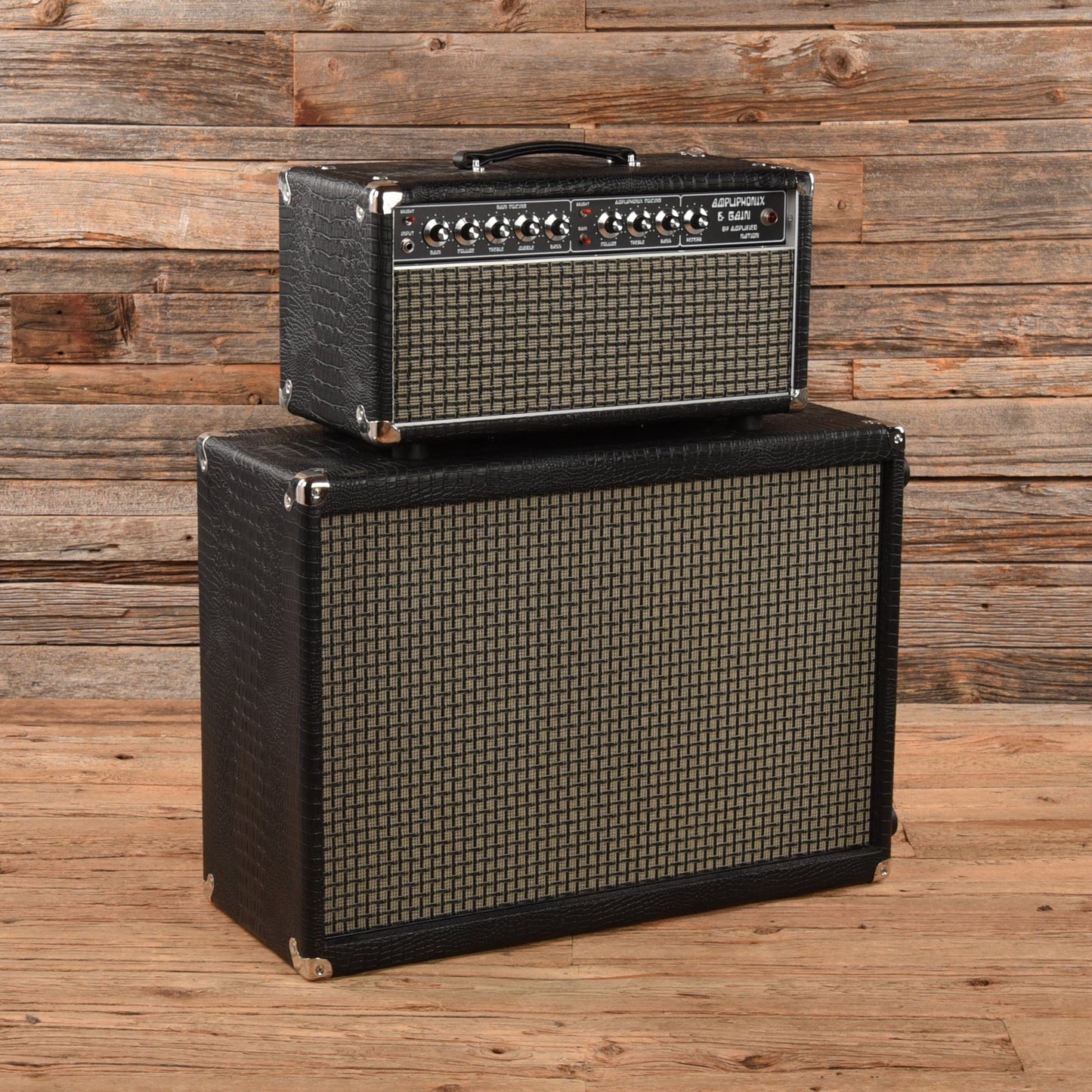 Amplified Nation Ampliphonix & Gain Head w/Matching 2x12 Cabinet Black Croc Amps / Guitar Cabinets