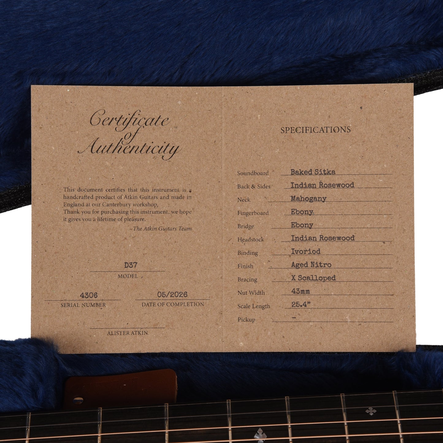 Atkin D37 Baked Sitka/Rosewood Aged Natural Acoustic Guitars