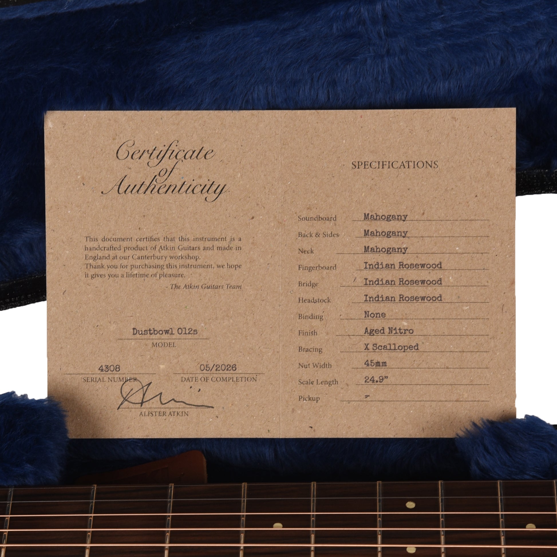 Atkin Dust Bowl 0 12-Fret Mahogany Natural w/Slotted Headstock Acoustic Guitars