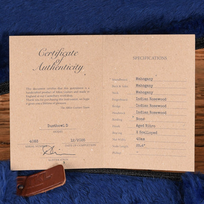 Atkin Dust Bowl Dreadnought Mahogany Aged Natural Acoustic Guitars