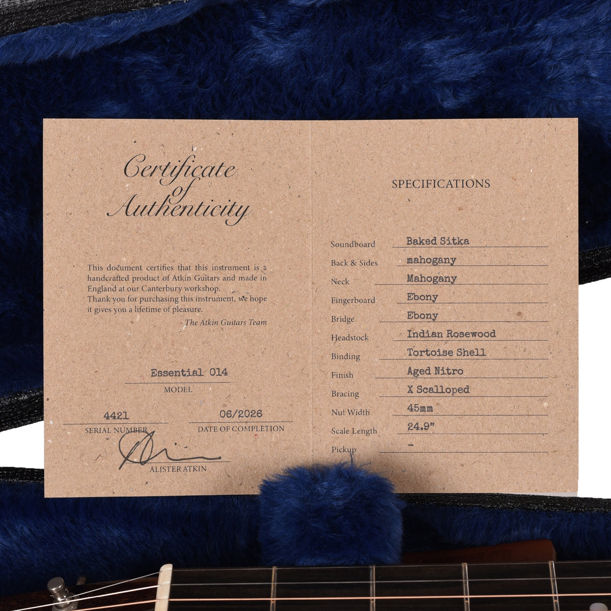 Atkin Essential 0 Baked Sitka Spruce/Mahogany Aged Natural Acoustic Guitars