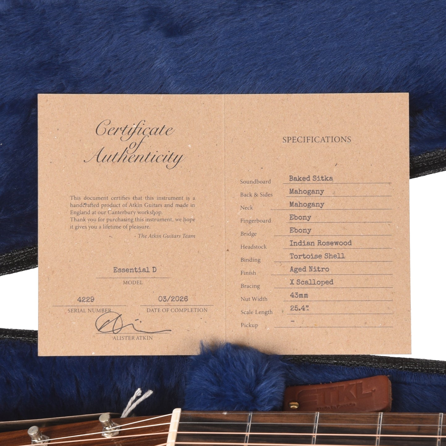 Atkin Essential D Baked Sitka/Mahogany Aged Natural Acoustic Guitars