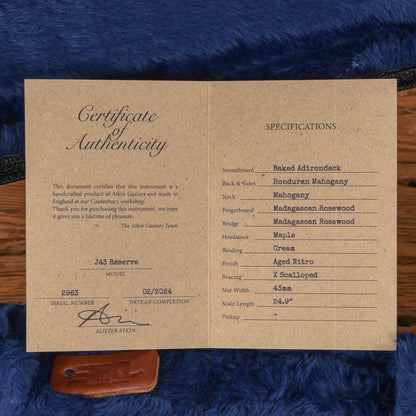 Atkin J43 Reserve Sunburst 2024 Acoustic Guitars