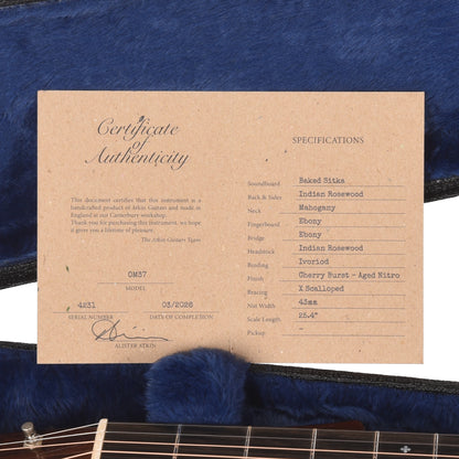 Atkin OM37 Baked Sitka/Rosewood Aged Natural Acoustic Guitars