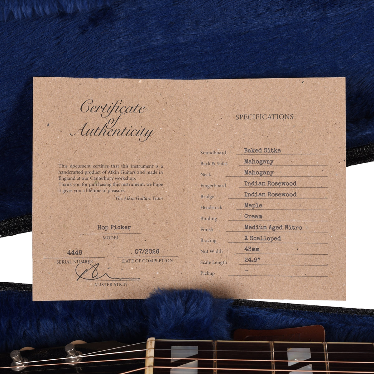 Atkin The Hop Picker Baked Sitka Spruce/African Mahogany Aged Cherry Sunburst Acoustic Guitars
