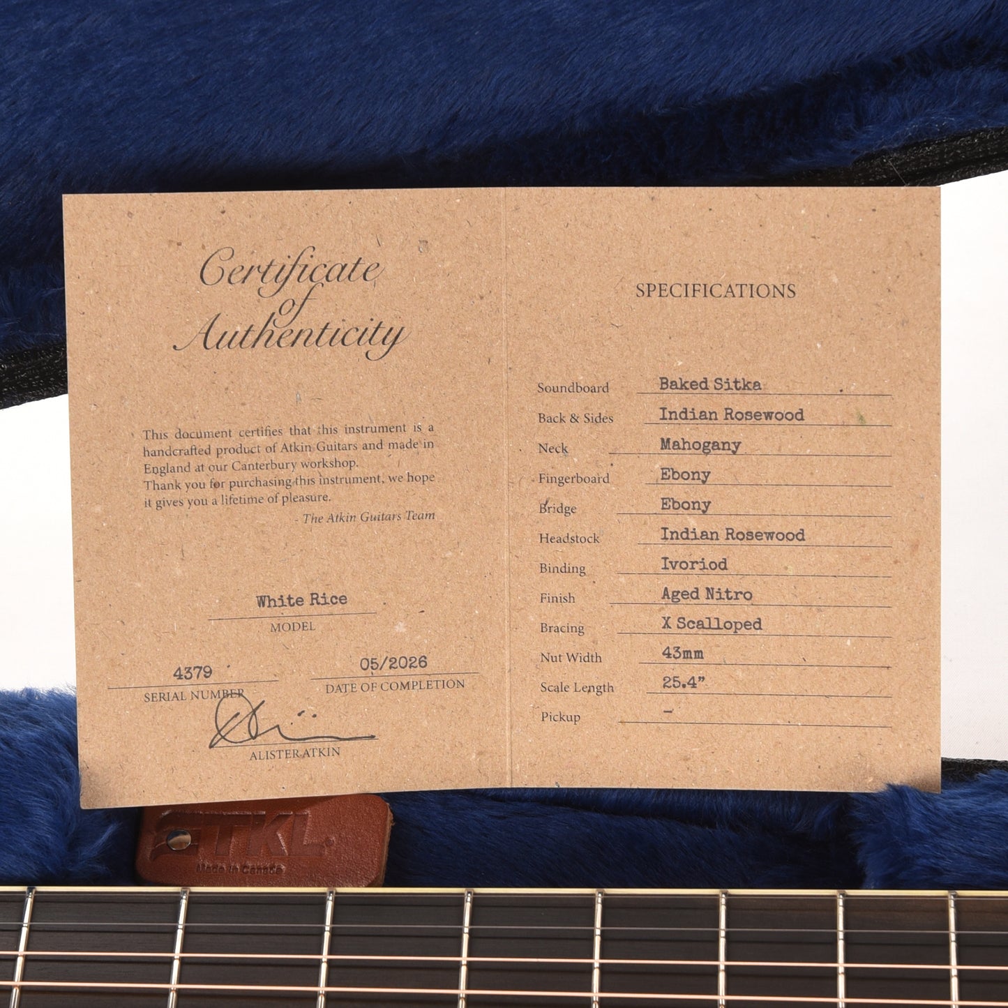 Atkin The White Rice Baked Sitka Spruce/East Indian Rosewood Aged Natural Acoustic Guitars