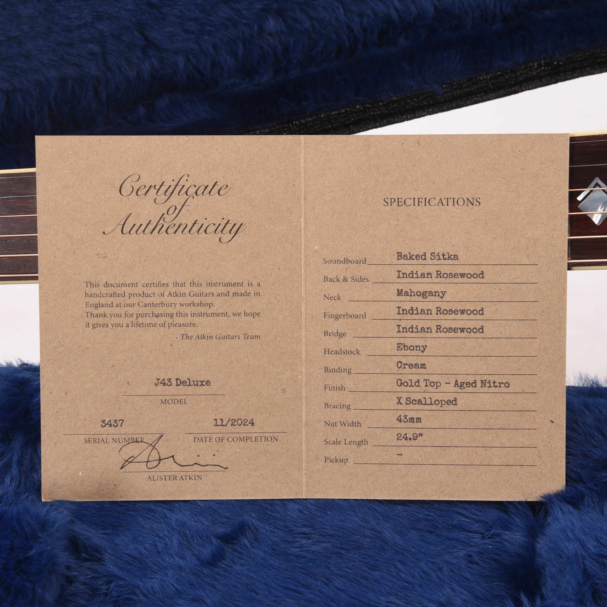 Atkin Custom The Forty Three Deluxe Baked Sitka/Mahogany Gold Top w/Engraved Pickguard Acoustic Guitars / Dreadnought