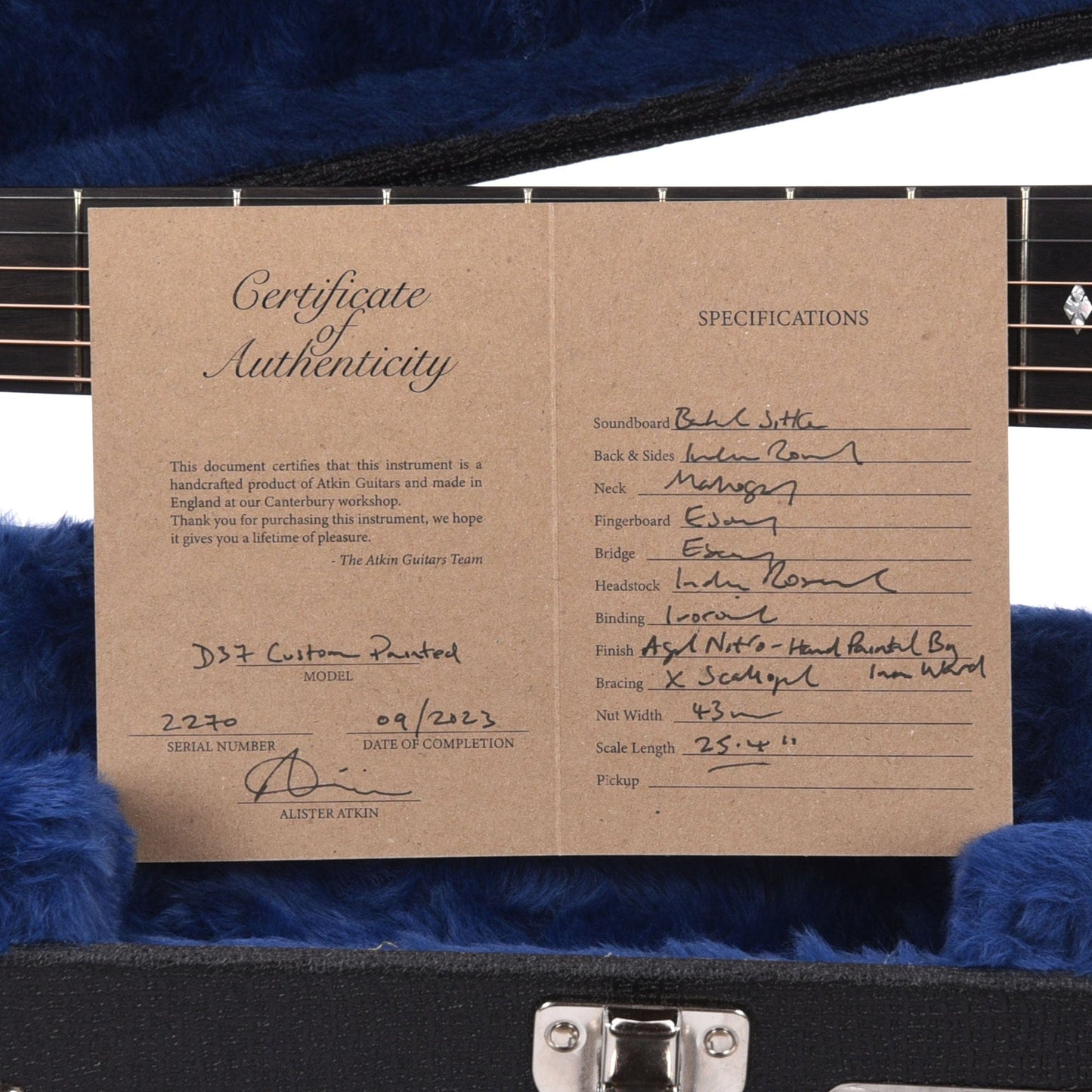 Atkin D37 Baked Sitka/Rosewood Aged Blue Hand Painted by Ian Ward Acoustic Guitars / Dreadnought