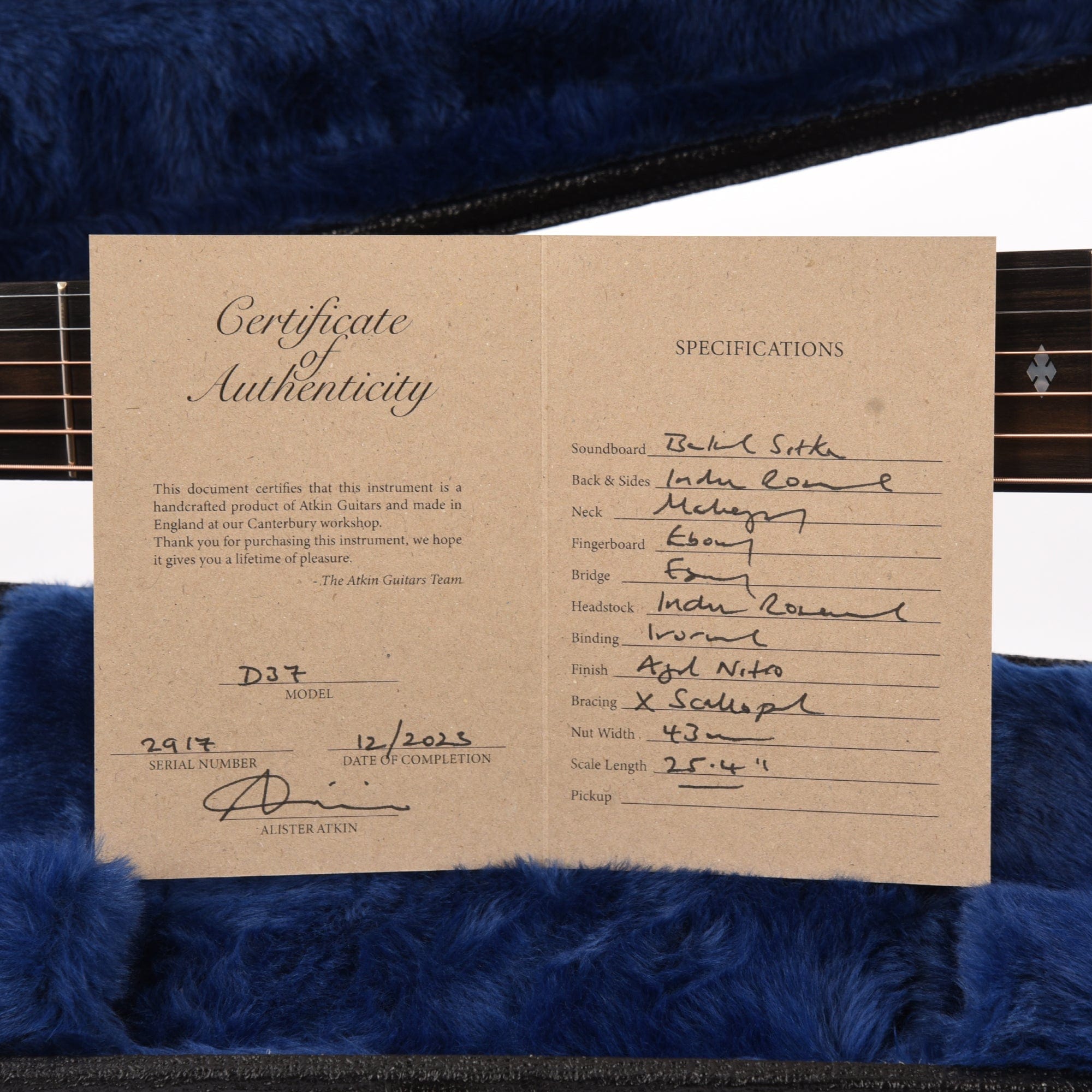 Atkin D37 Baked Sitka/Rosewood Aged Natural Acoustic Guitars / Dreadnought