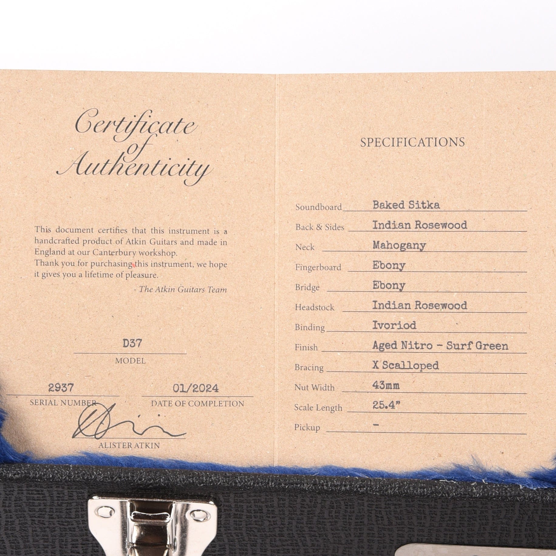 Atkin D37 Baked Sitka/Rosewood Aged Natural Acoustic Guitars / Dreadnought