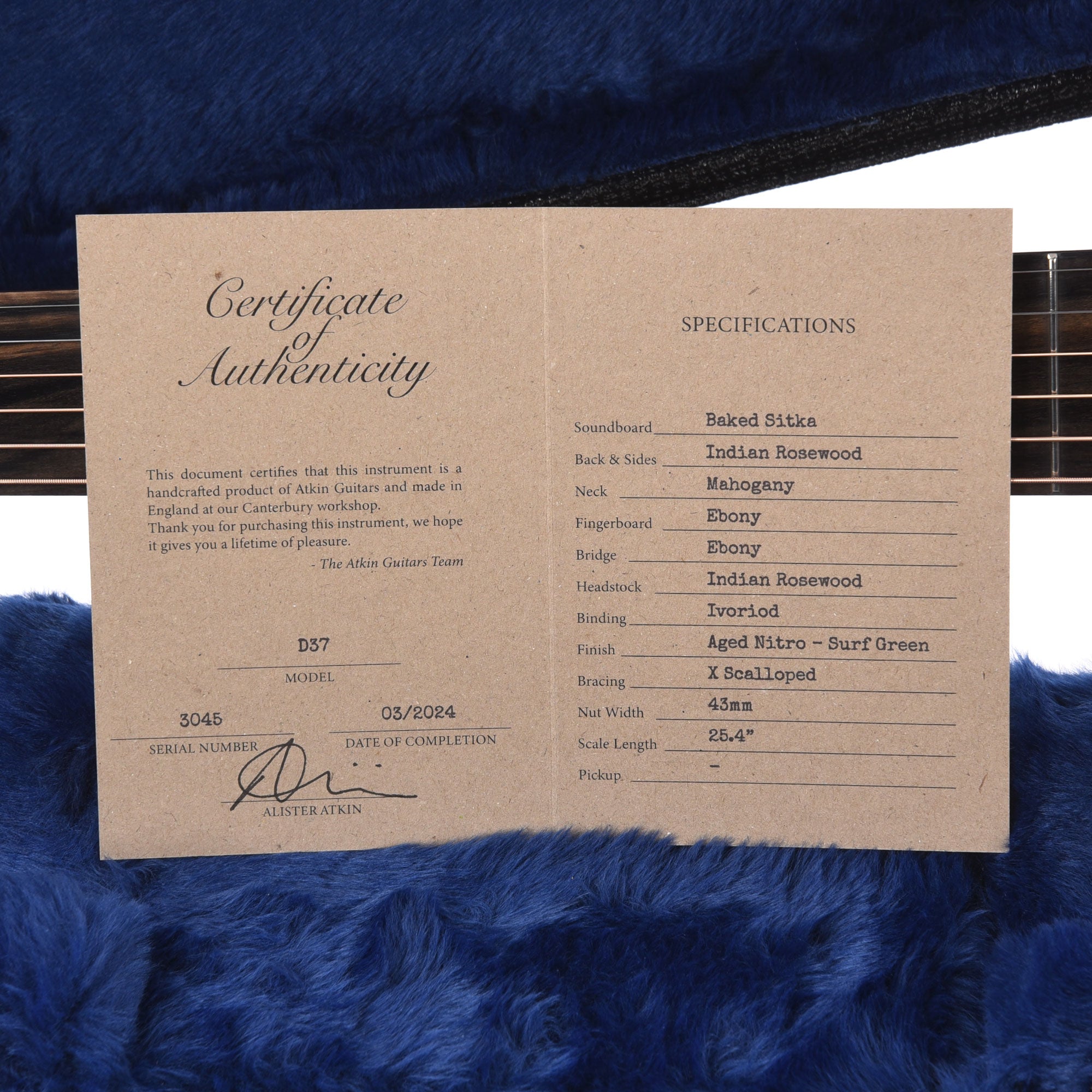 Atkin D37 Baked Sitka/Rosewood Aged Natural Acoustic Guitars / Dreadnought