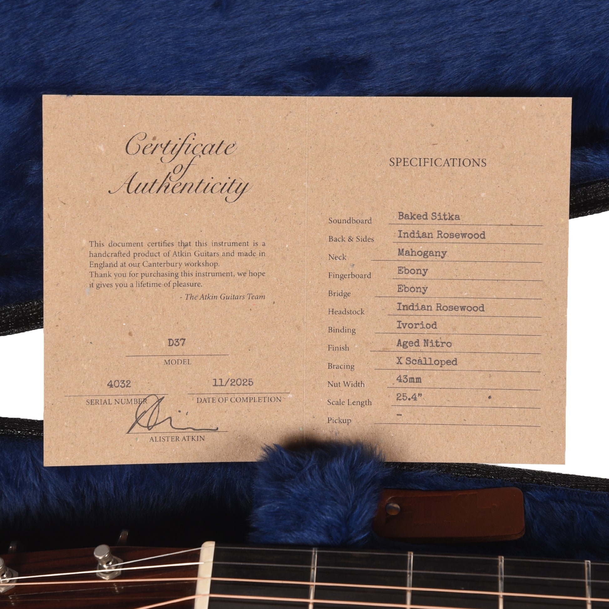 Atkin D37 Baked Sitka/Rosewood Aged Natural Acoustic Guitars / Dreadnought