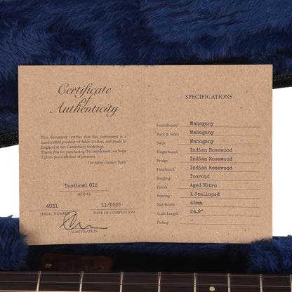 Atkin Dust Bowl 0 12-Fret Mahogany Sunburst w/Herringbone Trim Acoustic Guitars / Dreadnought
