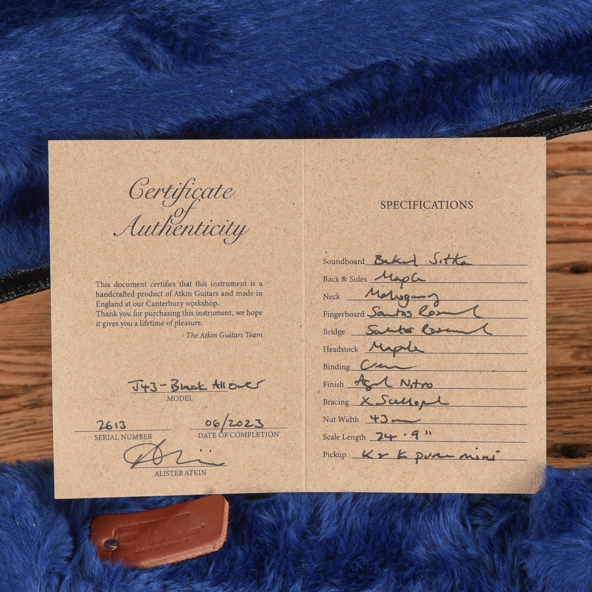 Atkin The Forty Three Aged Black Baked Sitka/Mahogany w/K&K Pure Mini Acoustic Guitars / Dreadnought