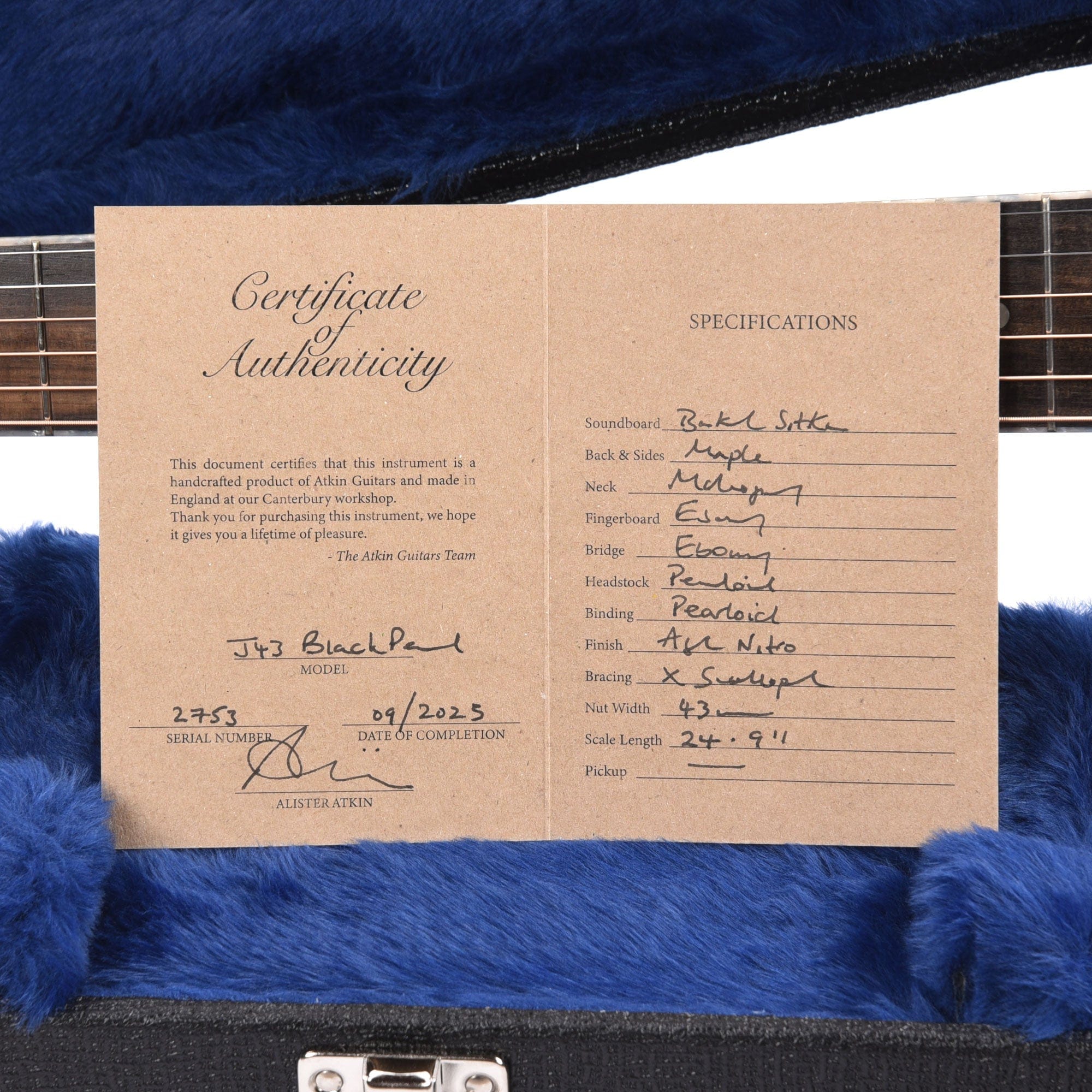 Atkin The Forty Three Aged Black Pearl Baked Sitka/Maple Acoustic Guitars / Dreadnought