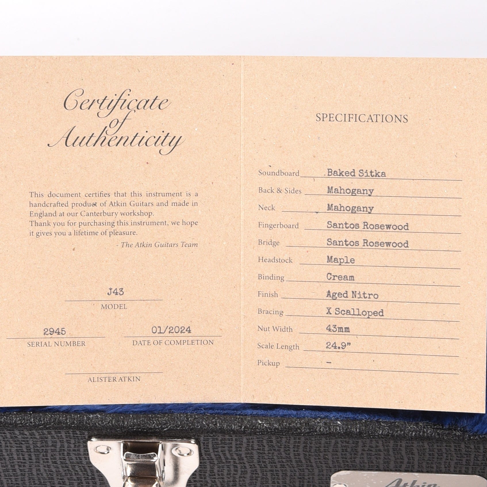 Atkin The Forty Three Baked Sitka/Mahogany Aged Sunburst Acoustic Guitars / Dreadnought