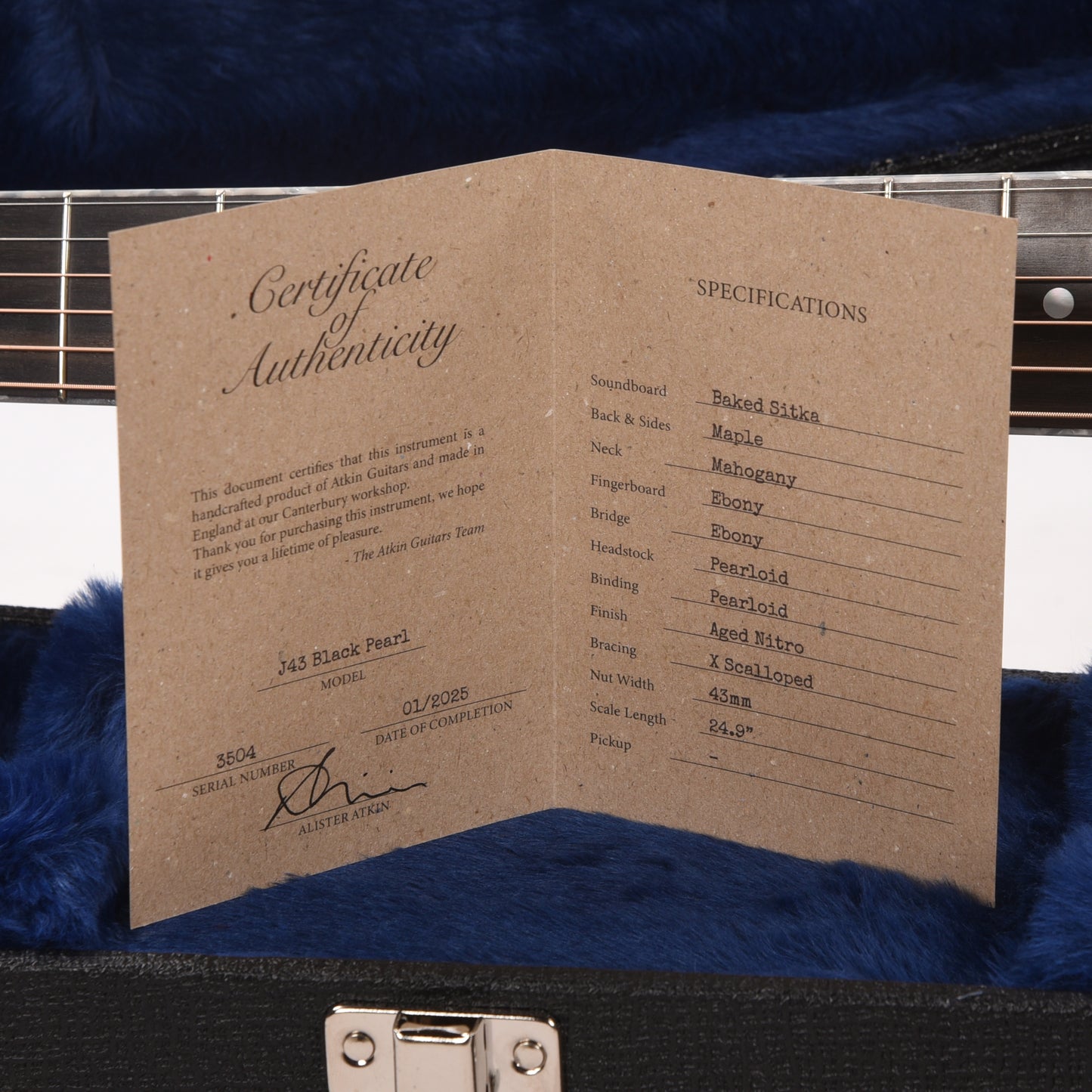 Atkin The Forty Three Black Pearl Baked Sitka/Maple Aged Black Acoustic Guitars / Dreadnought