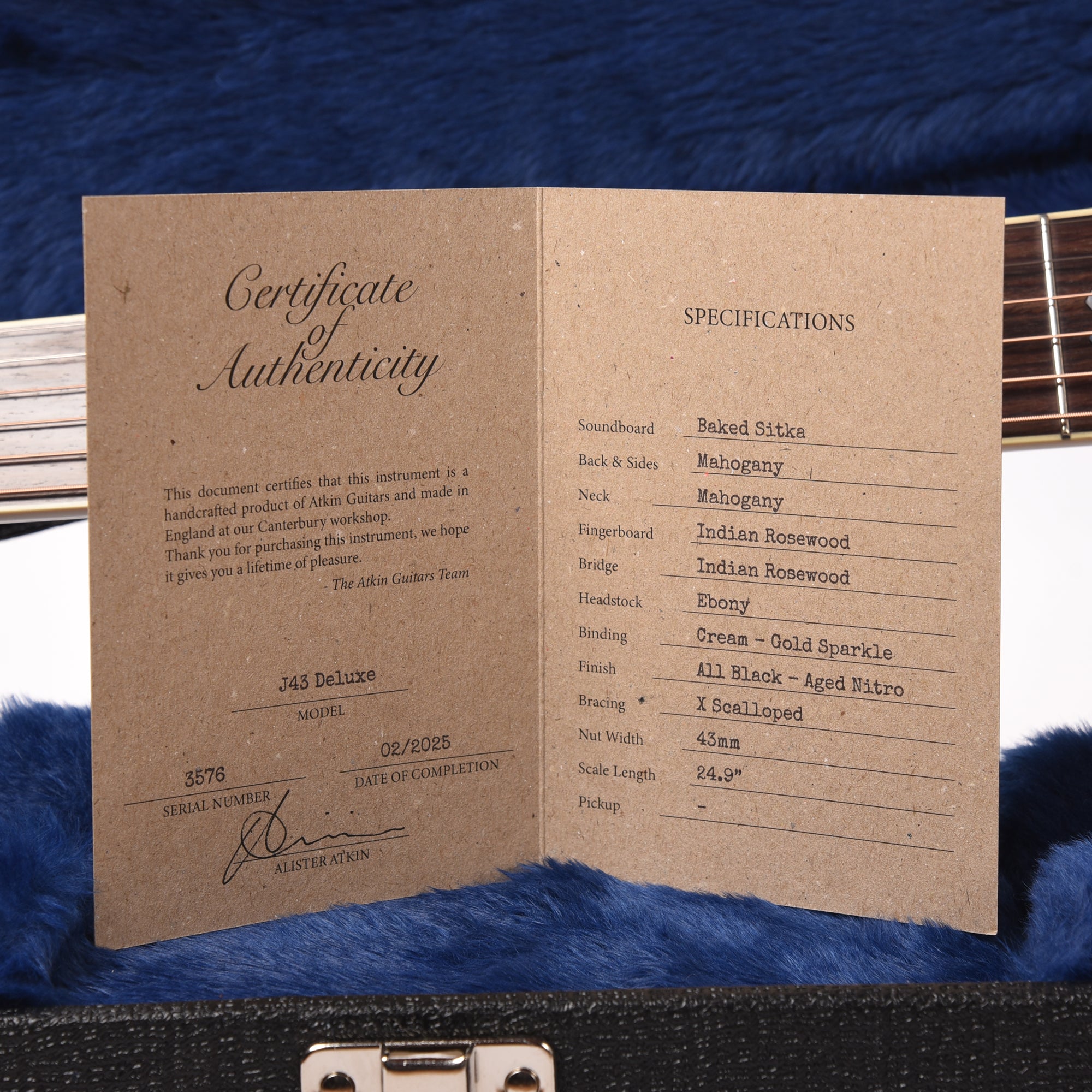 Atkin The Forty Three Deluxe Baked Sitka/Mahogany Aged All Black w/Glitter Trim Acoustic Guitars / Dreadnought