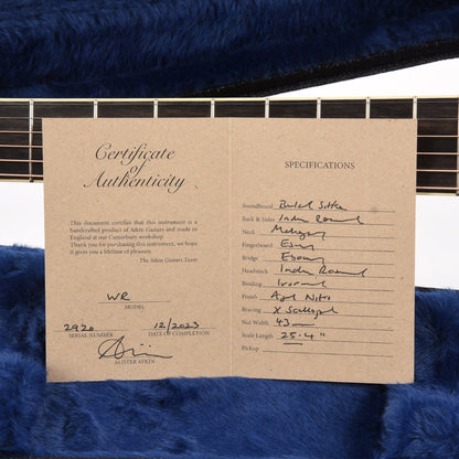 Atkin The White Rice Baked Sitka/Rosewood Aged Natural Acoustic Guitars / Dreadnought