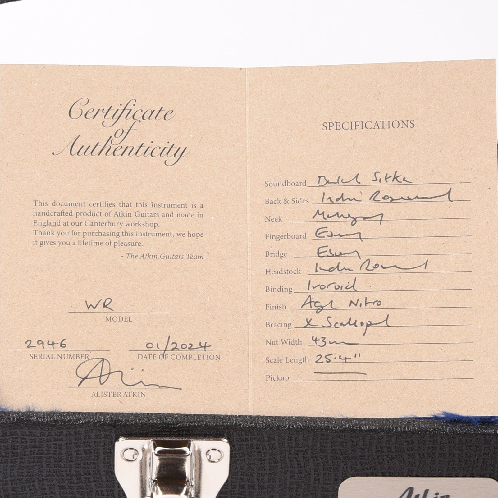 Atkin The White Rice Baked Sitka/Rosewood Aged Natural Acoustic Guitars / Dreadnought