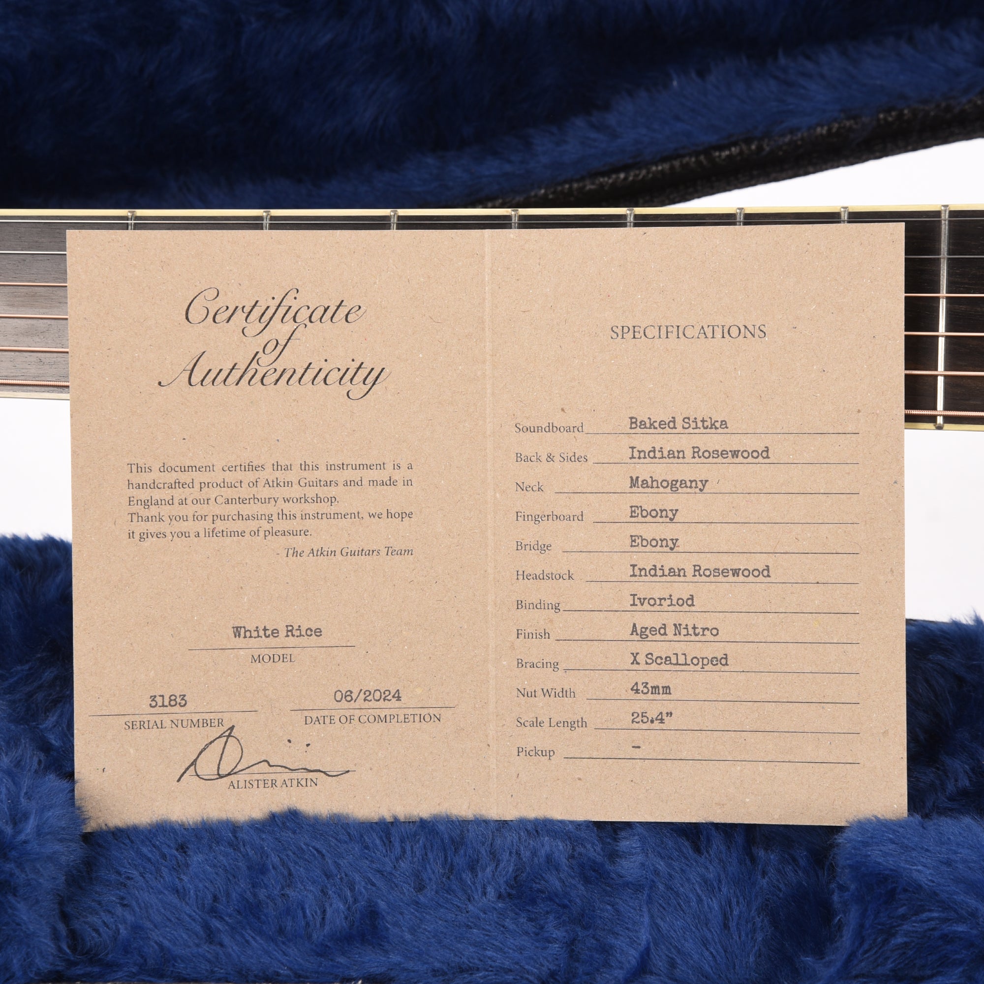 Atkin The White Rice Baked Sitka/Rosewood Aged Natural Acoustic Guitars / Dreadnought