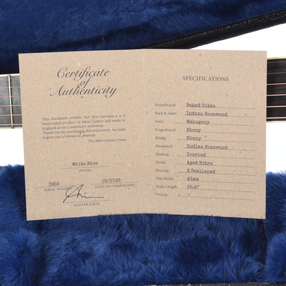 Atkin The White Rice Baked Sitka/Rosewood Aged Natural Acoustic Guitars / Dreadnought