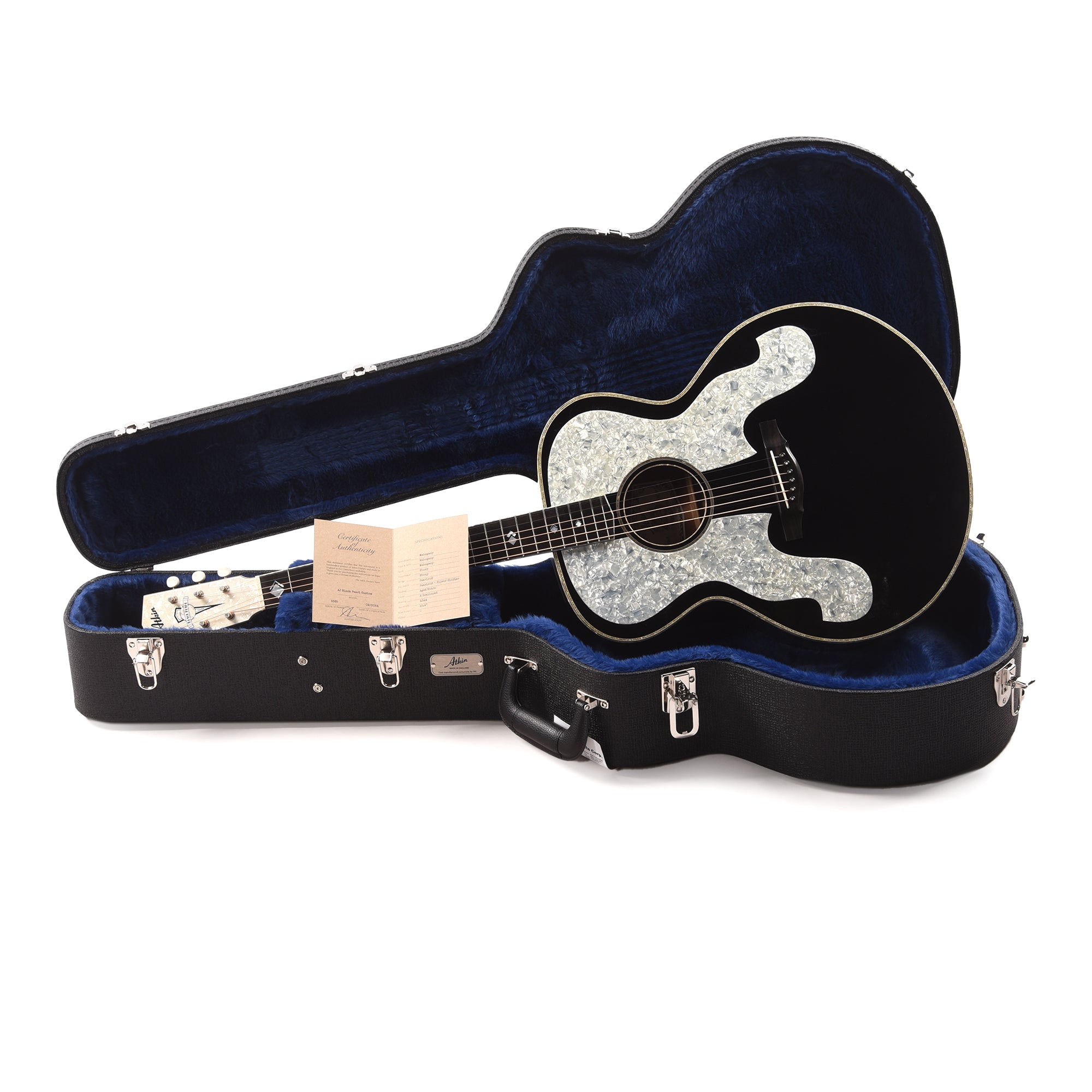 Atkin AJ Black Pearl Baked Sitka/Mahogany Aged Black w/Glitter Purfling Acoustic Guitars / Jumbo