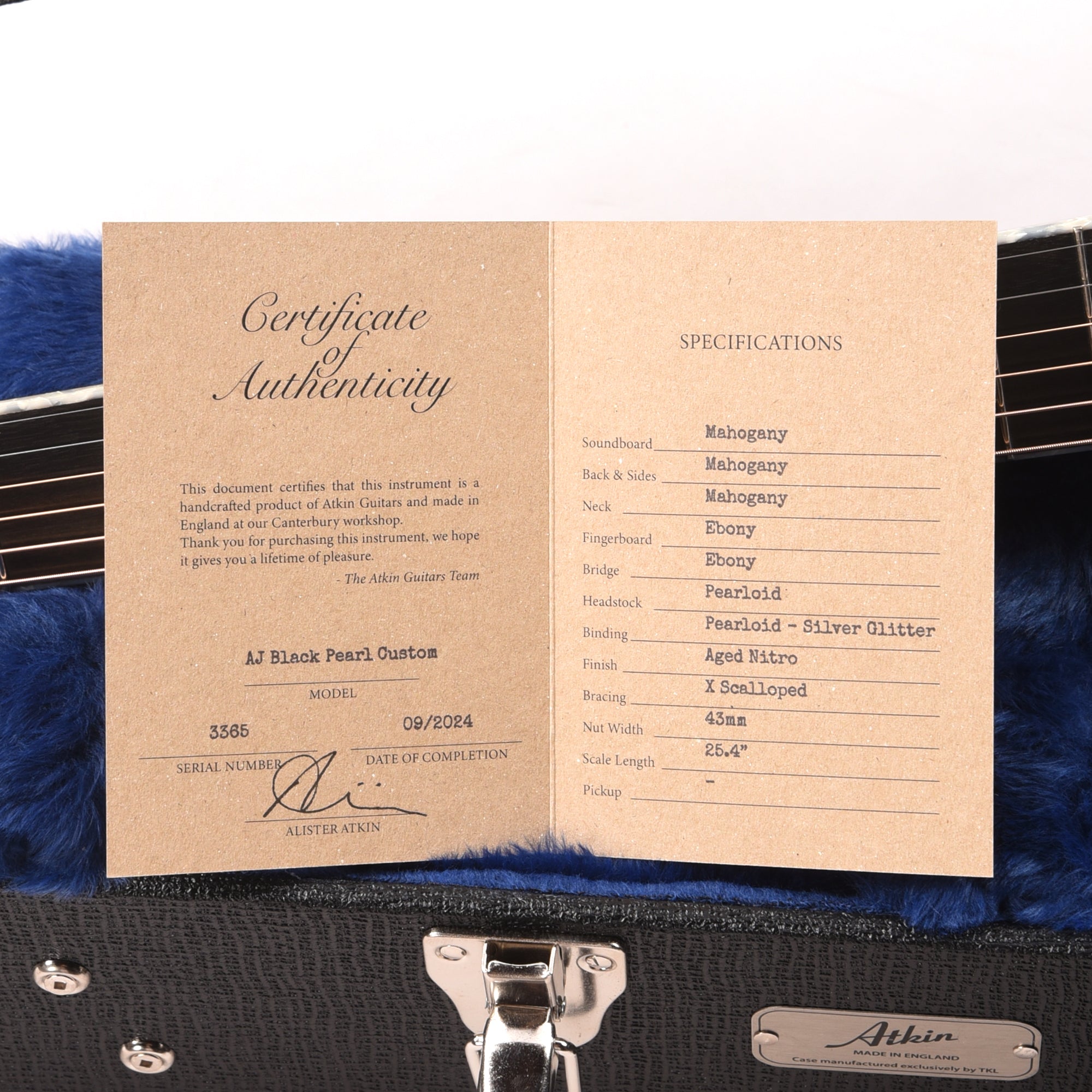 Atkin AJ Black Pearl Baked Sitka/Mahogany Aged Black w/Glitter Purfling Acoustic Guitars / Jumbo