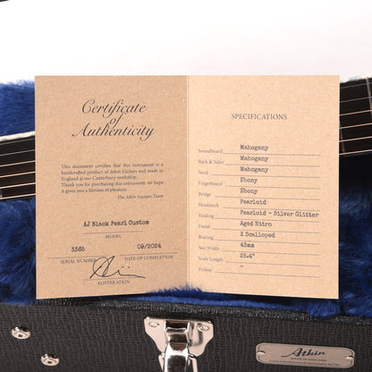 Atkin AJ Black Pearl Baked Sitka/Mahogany Aged Black w/Glitter Purfling Acoustic Guitars / Jumbo