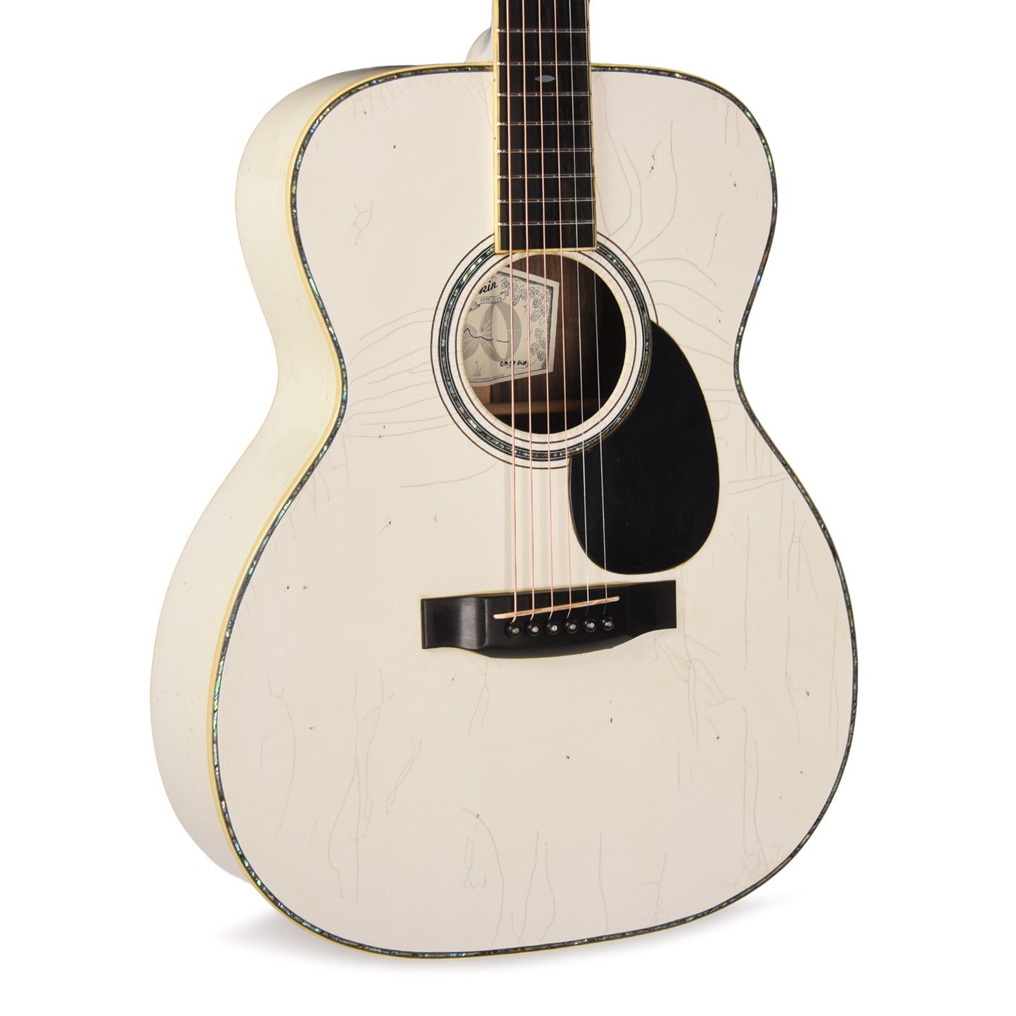 Aktin OM37 Deluxe Baked Sitka/Indian Rosewood Medium Aged White All Over Acoustic Guitars / OM and Auditorium