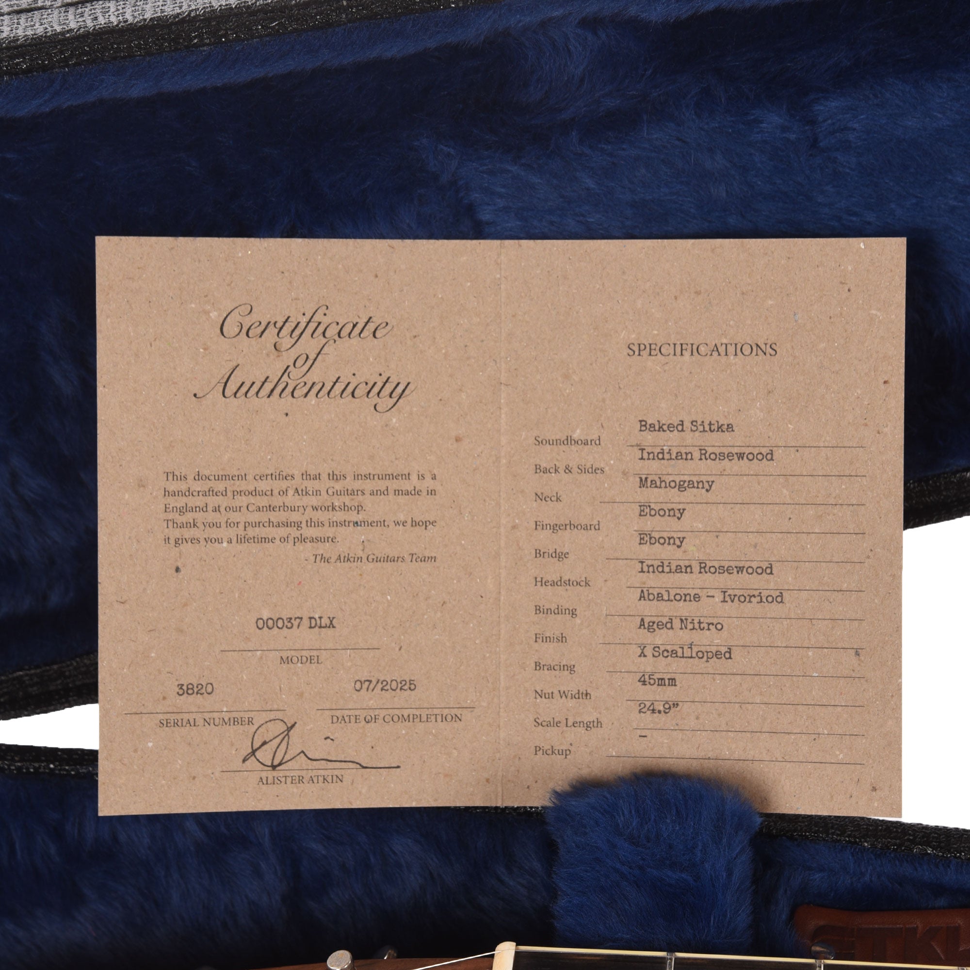 Atkin 00037 Deluxe Baked Sitka/Rosewood Aged Natural Acoustic Guitars / OM and Auditorium