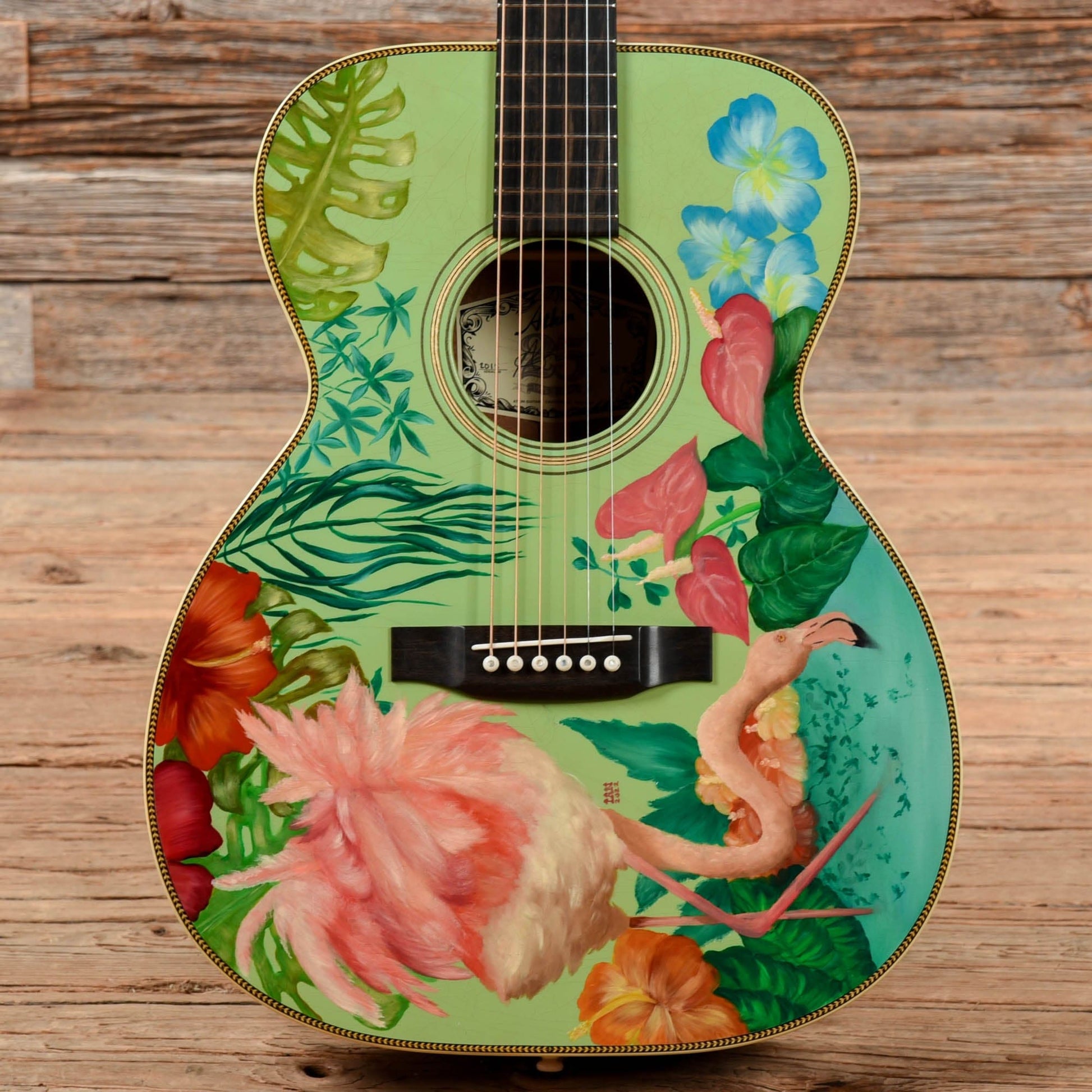Atkin 00037 Flamingo Hand Painted by Ian Ward Acoustic Guitars / OM and Auditorium
