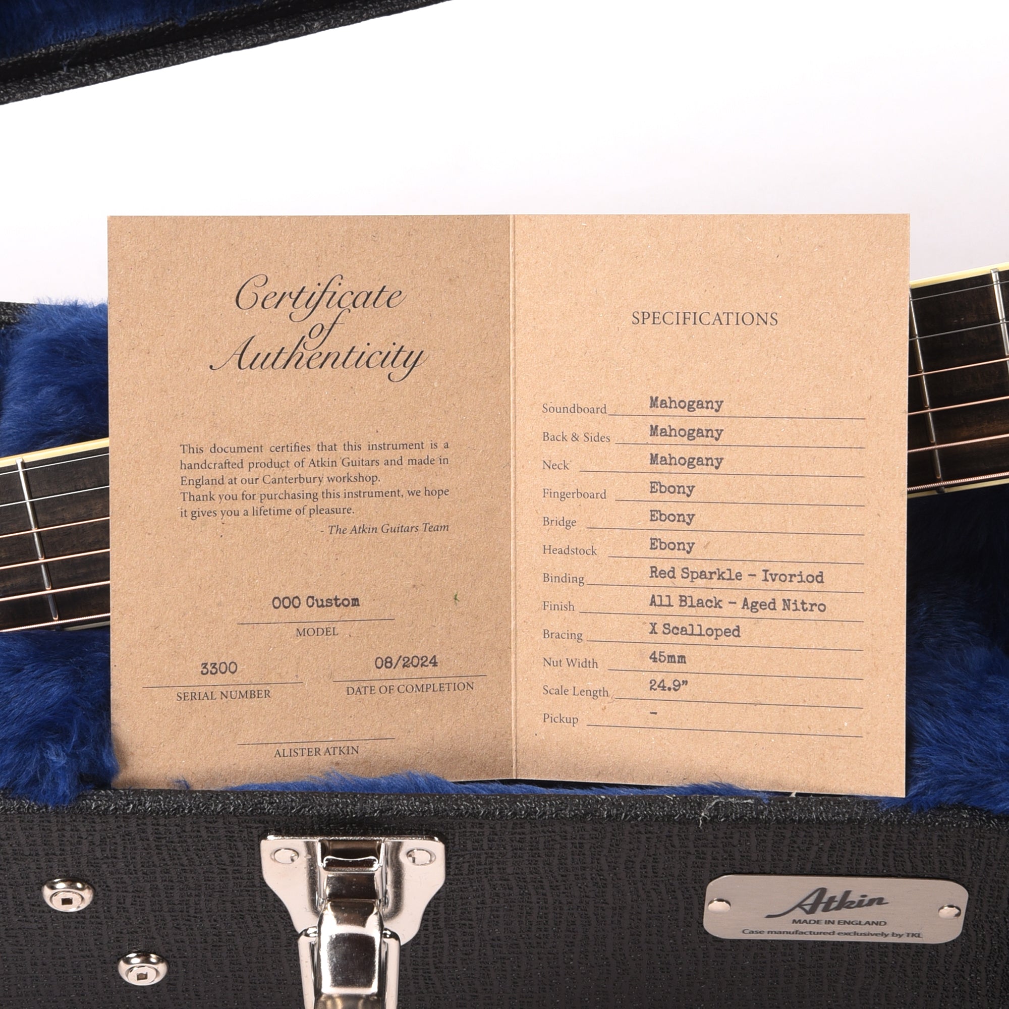 Atkin 00037 Mahogany All Black w/Glitter Binding Acoustic Guitars / OM and Auditorium