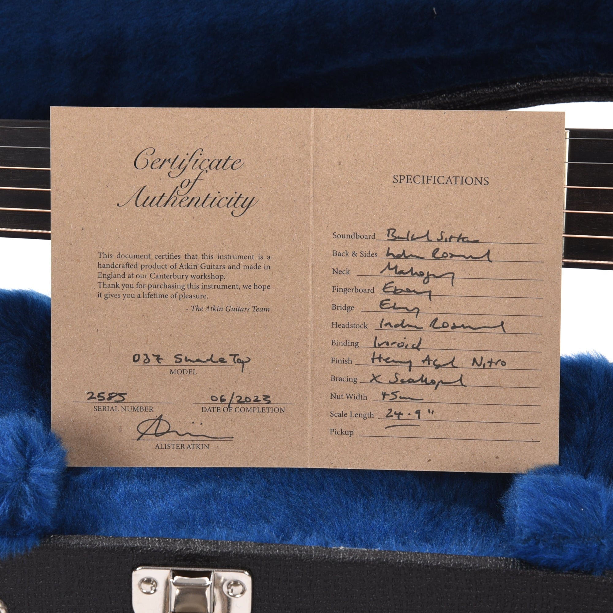 Atkin 037 Baked Sitka/Rosewood Heavy Aged Sunburst Acoustic Guitars / OM and Auditorium