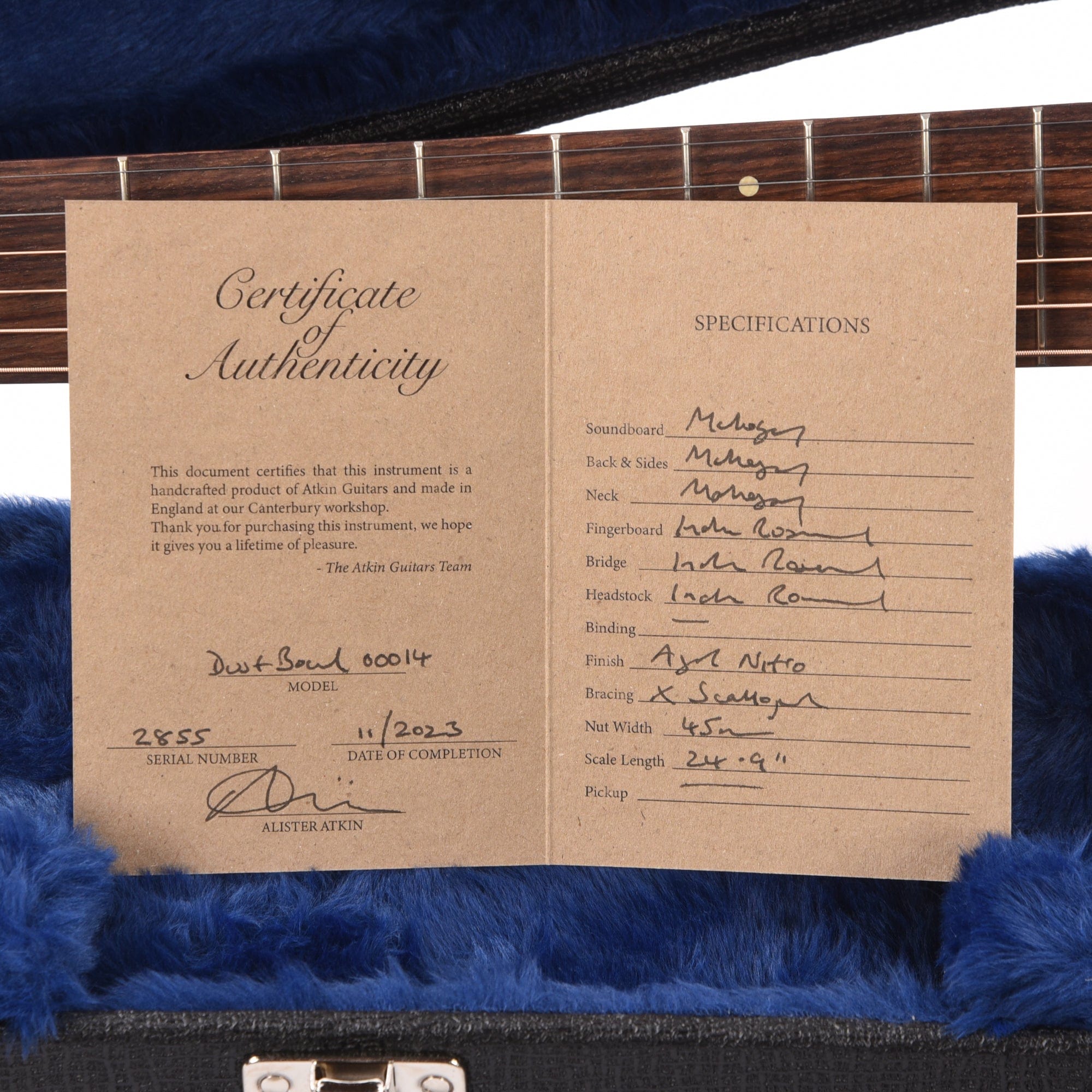 Atkin Dust Bowl 000 Mahogany Natural Acoustic Guitars / OM and Auditorium