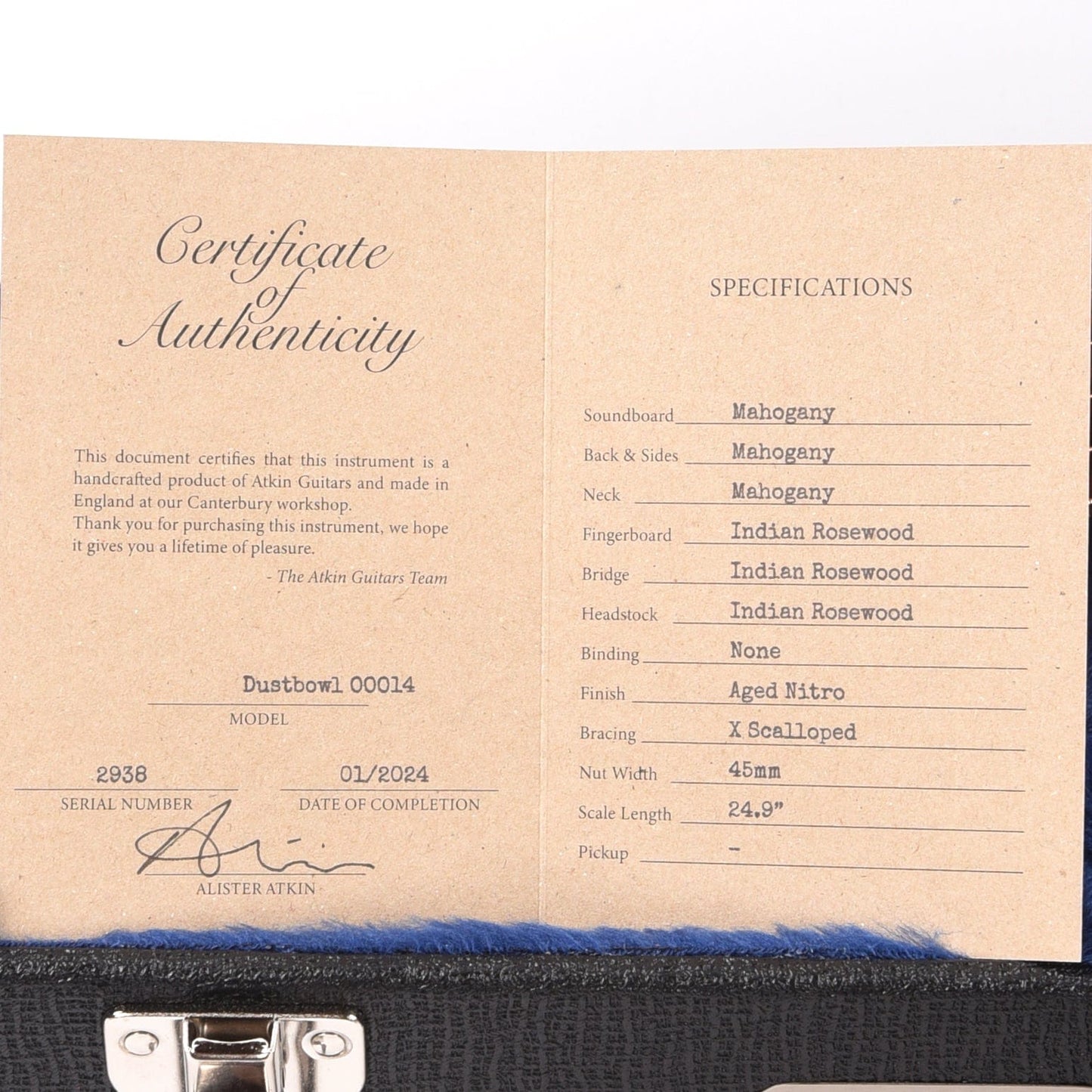 Atkin Dust Bowl 000 Mahogany Natural Acoustic Guitars / OM and Auditorium