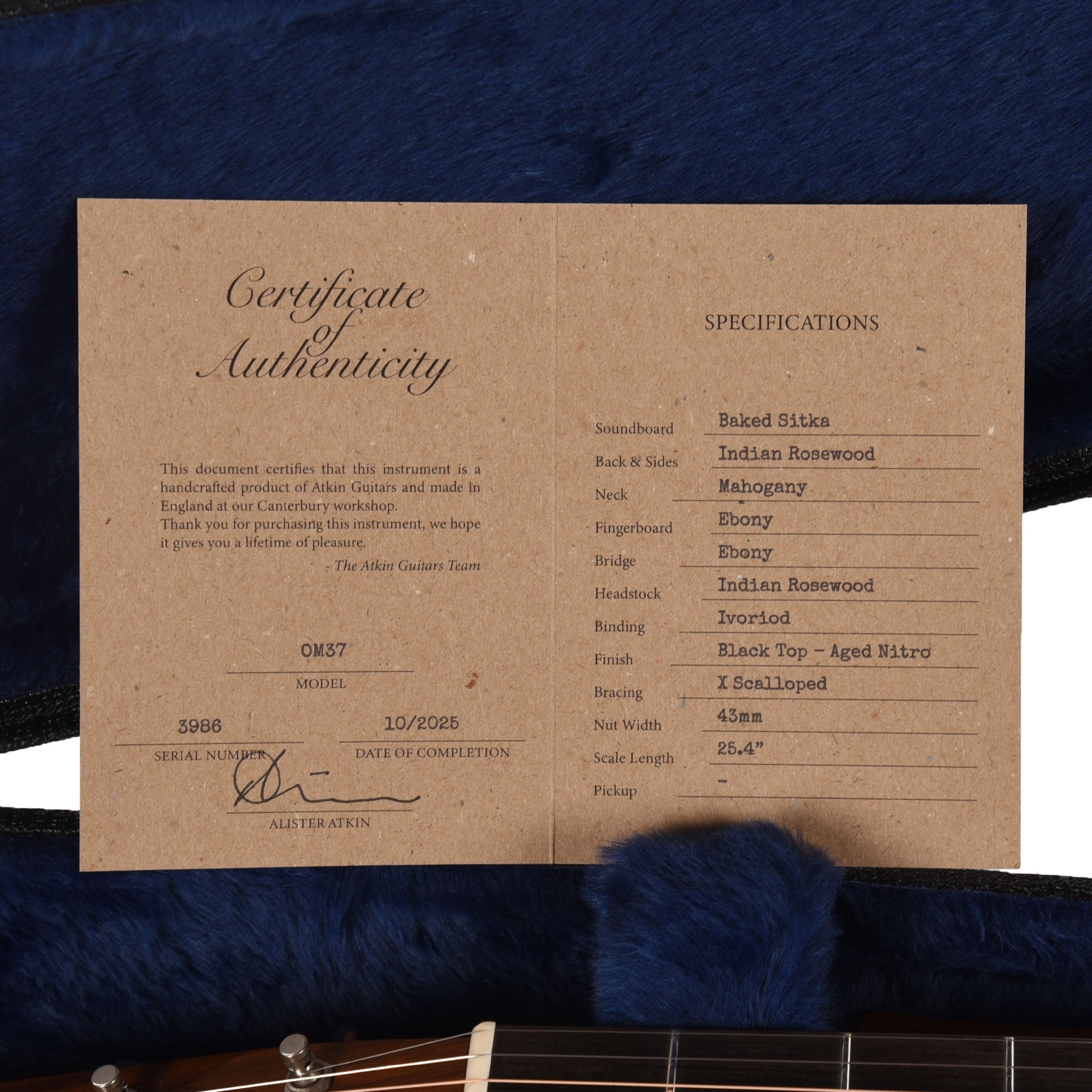 Atkin OM37 Baked Sitka/Rosewood Aged Blacktop Acoustic Guitars / OM and Auditorium