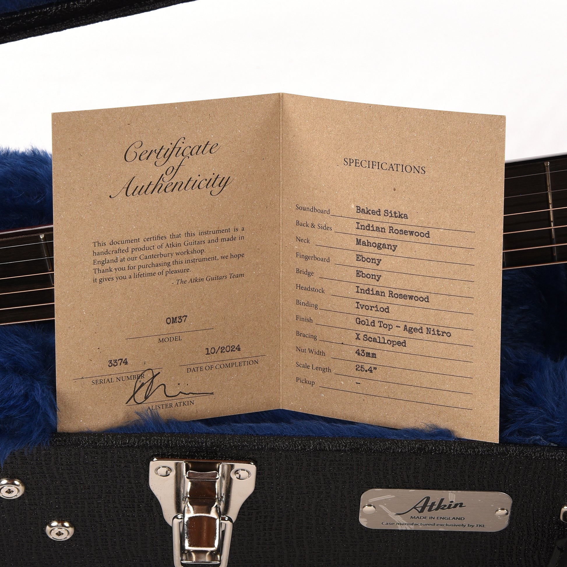 Atkin OM37 Baked Sitka/Rosewood Aged Candy Gold Top w/Custom Pickguard Acoustic Guitars / OM and Auditorium