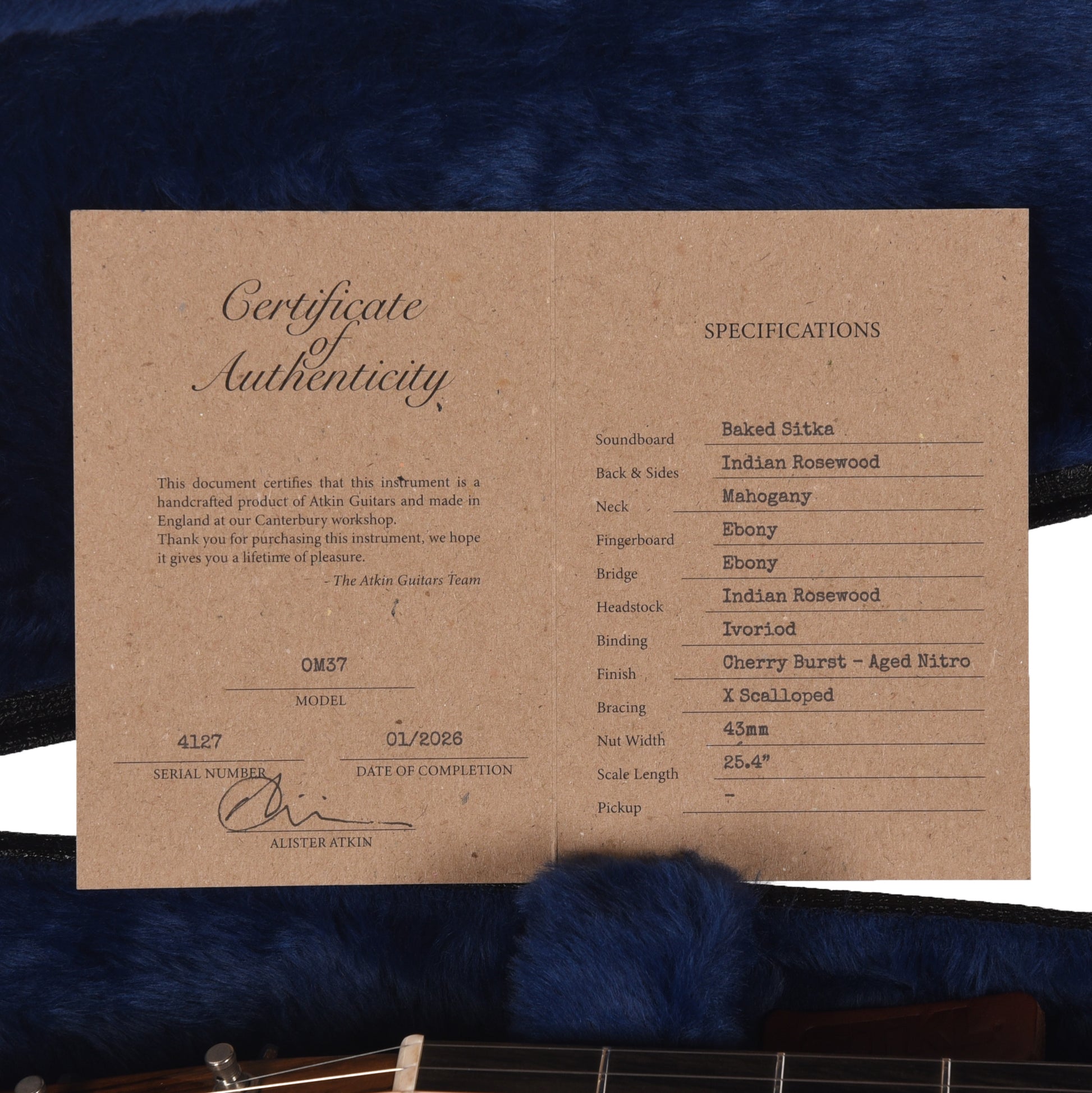 Atkin OM37 Baked Sitka/Rosewood Aged Cherry Burst Acoustic Guitars / OM and Auditorium