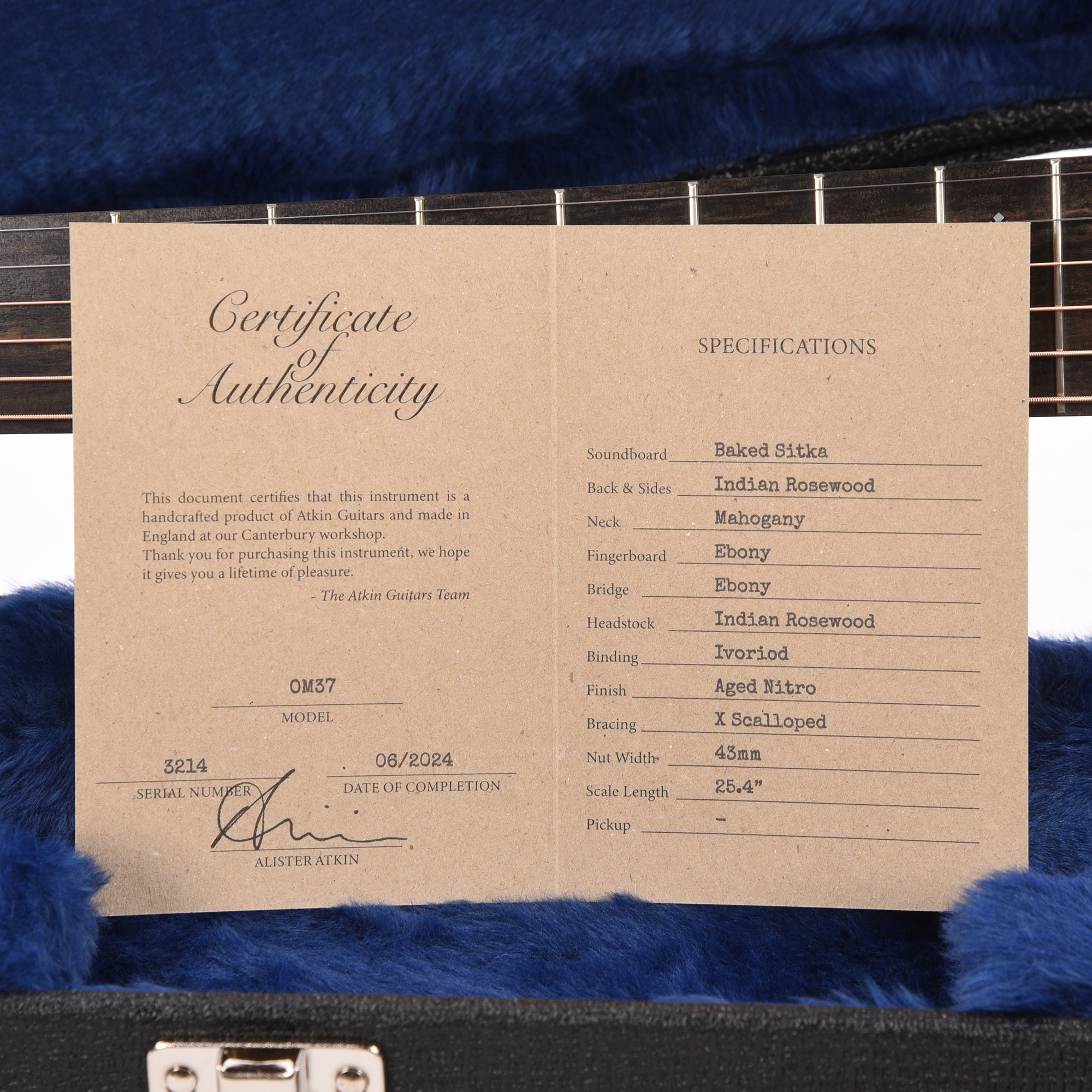 Atkin OM37 Baked Sitka/Rosewood Aged Natural Acoustic Guitars / OM and Auditorium